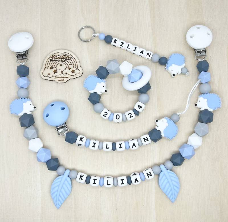 Schnullerkette Mit Name Kinderwagenkette Greifling Schlüsselanhänger Igel Babygeschenk Set von Etsy - Handmadekatlyn