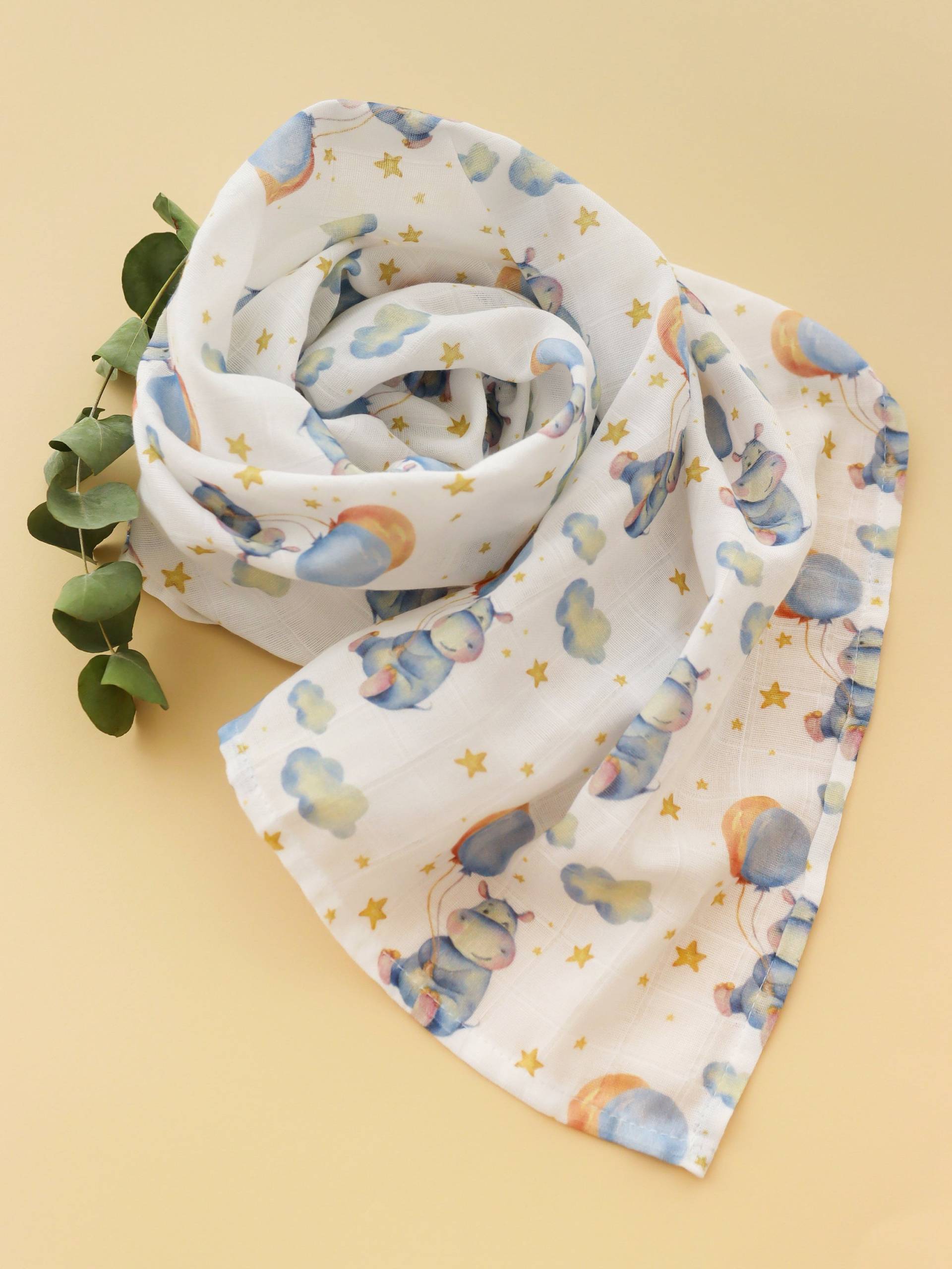 Hippo Musselin Swaddle Decke Wrap Aus Bio-Baumwolle Bambus von Etsy - HappyBabyEU