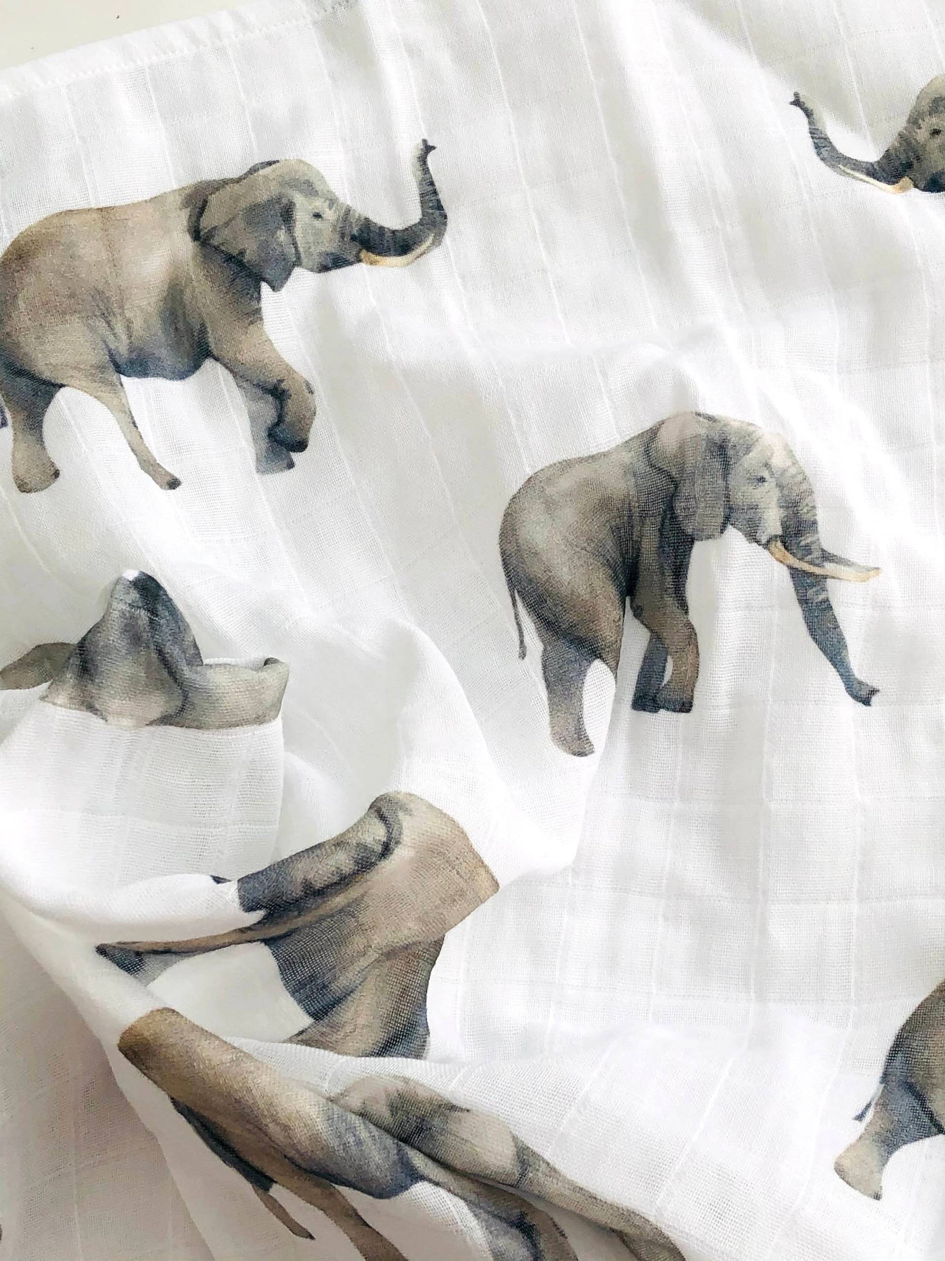 Safari Elefant Musselin Swaddle Bio-Baumwolle-Bambus-Mischung von Etsy - HappyBabyEU