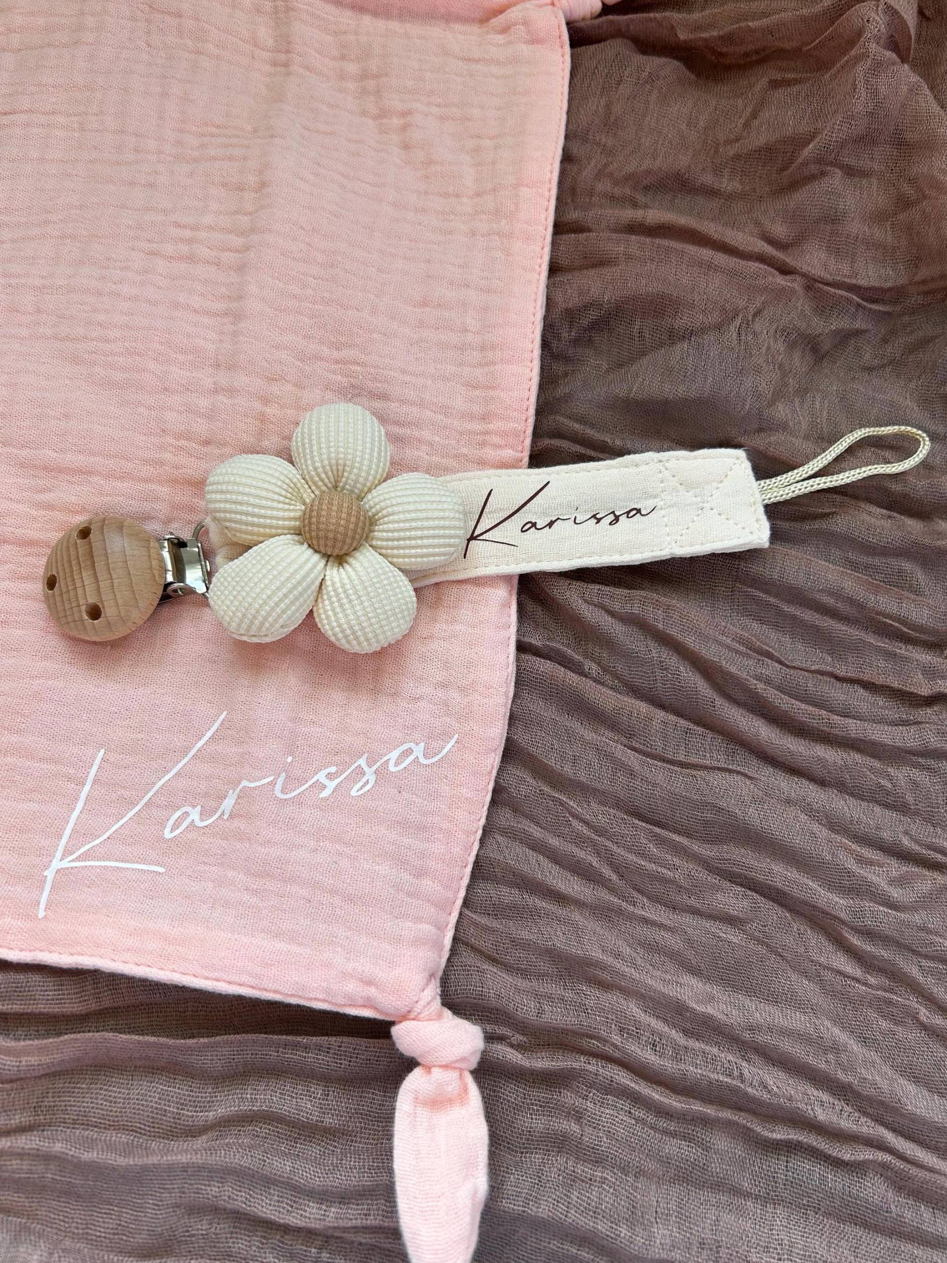 Schnullerkette , Schnullerklip Für Mädchen Mit Blumen Personalisiert von Etsy - HappymomentsDE