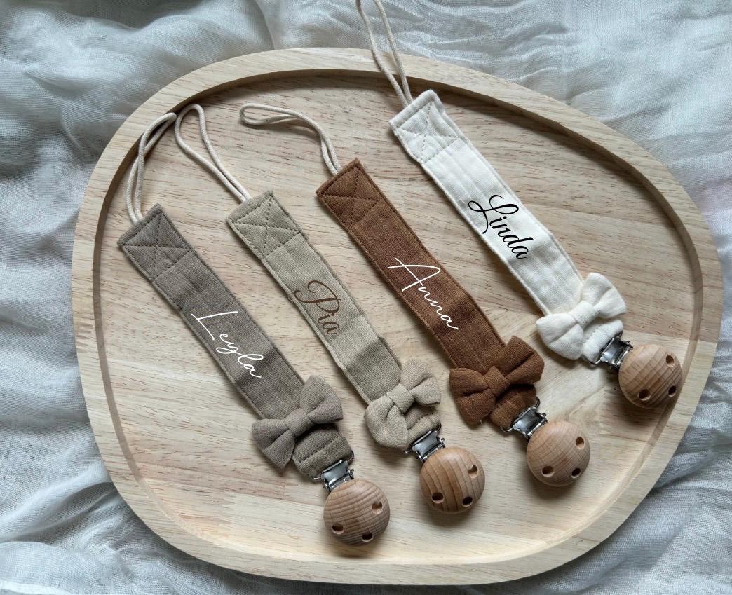 Schnullerkette , Schnullerklip Für Mädchen Mit Schleife, Personalisiert, Name, Geschenke Babys von Etsy - HappymomentsDE