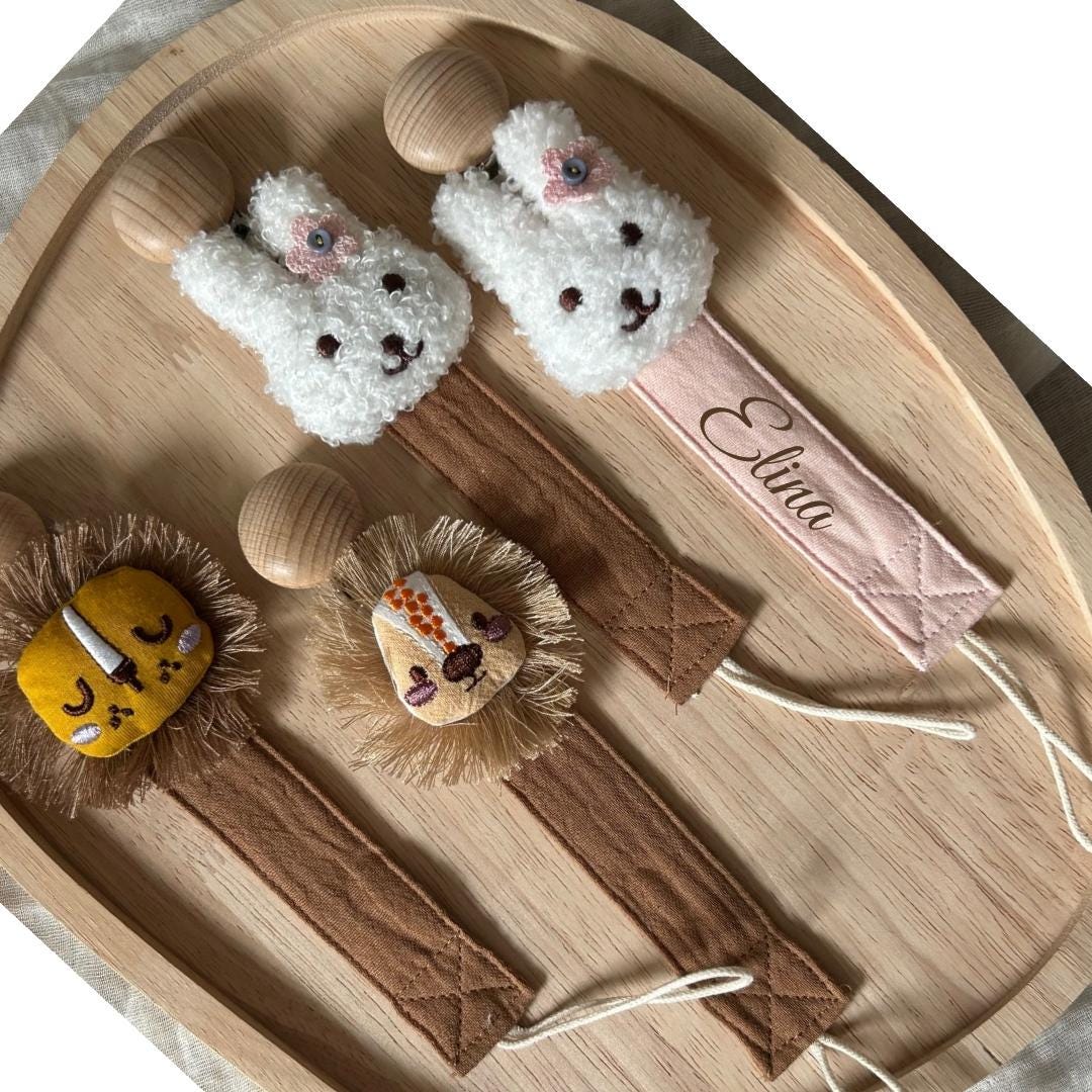Schnullerkette , Schnullerklip Für Mädchen Und Junge Mit Hase Löwen Personalisiert von Etsy - HappymomentsDE