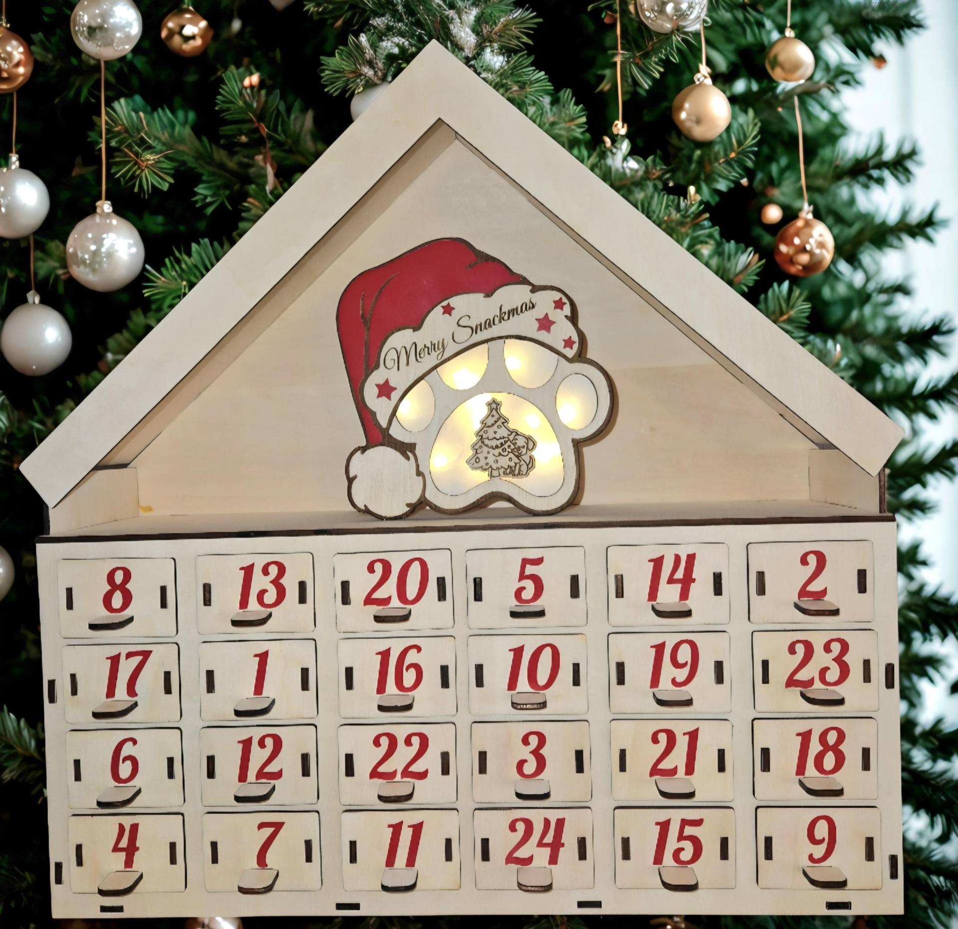 Adventskalender Haus Mit 24 Schubladen Led Hund Wiederverwendbar Weihnachtsdeko Geschenk Leckerlis Weihnachten Advent von Etsy - HarmonyHandmadeWaren