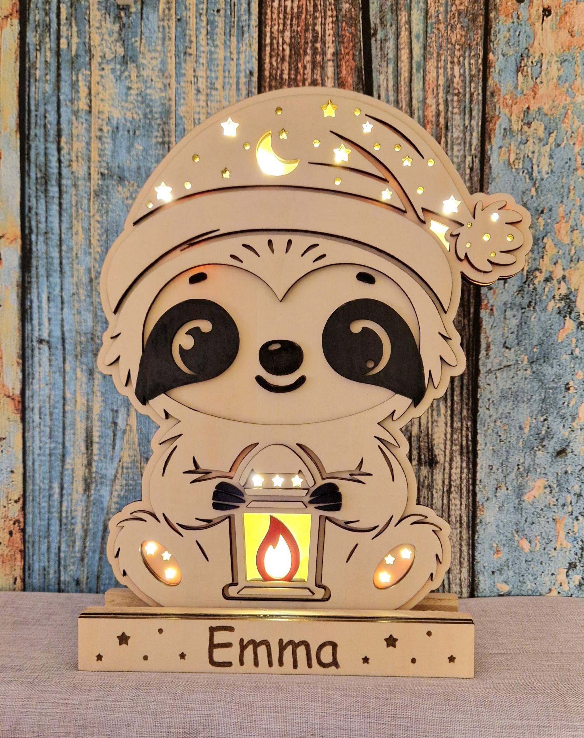 Personalisiertes Nachtlicht Faultier Kinderzimmerlampe Mit Name Zum Selbstbemalen Licht Geschenk Zur Geburt Taufe Junge Mädchen von Etsy - HarmonyHandmadeWaren