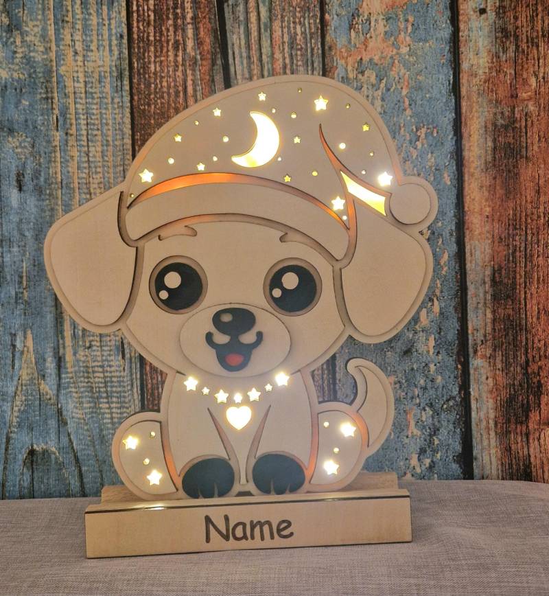 Personalisiertes Nachtlicht Hund Aus Holz - Led Kinderzimmerlampe Mit Name Zum Selbstbemalen Gute Nacht Licht Geschenk Zur Geburt von Etsy - HarmonyHandmadeWaren