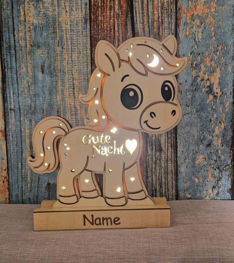 Personalisiertes Nachtlicht Pony Aus Holz - Zum Selbstbemalen Led Kinderzimmerlampe Mit Name Gute Nacht Licht 22, 5 cm von Etsy - HarmonyHandmadeWaren