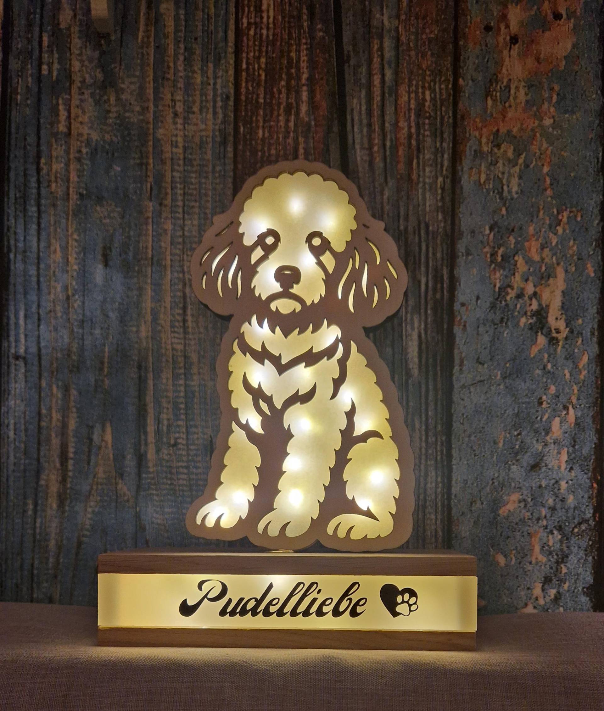 Pudel Geschenk Tierliebhaber Holzdeko Pfote Tierfreund Led Nachtlicht Holz Haustier Erinnerung Pfotenlampe Hundelampe Deko von Etsy - HarmonyHandmadeWaren