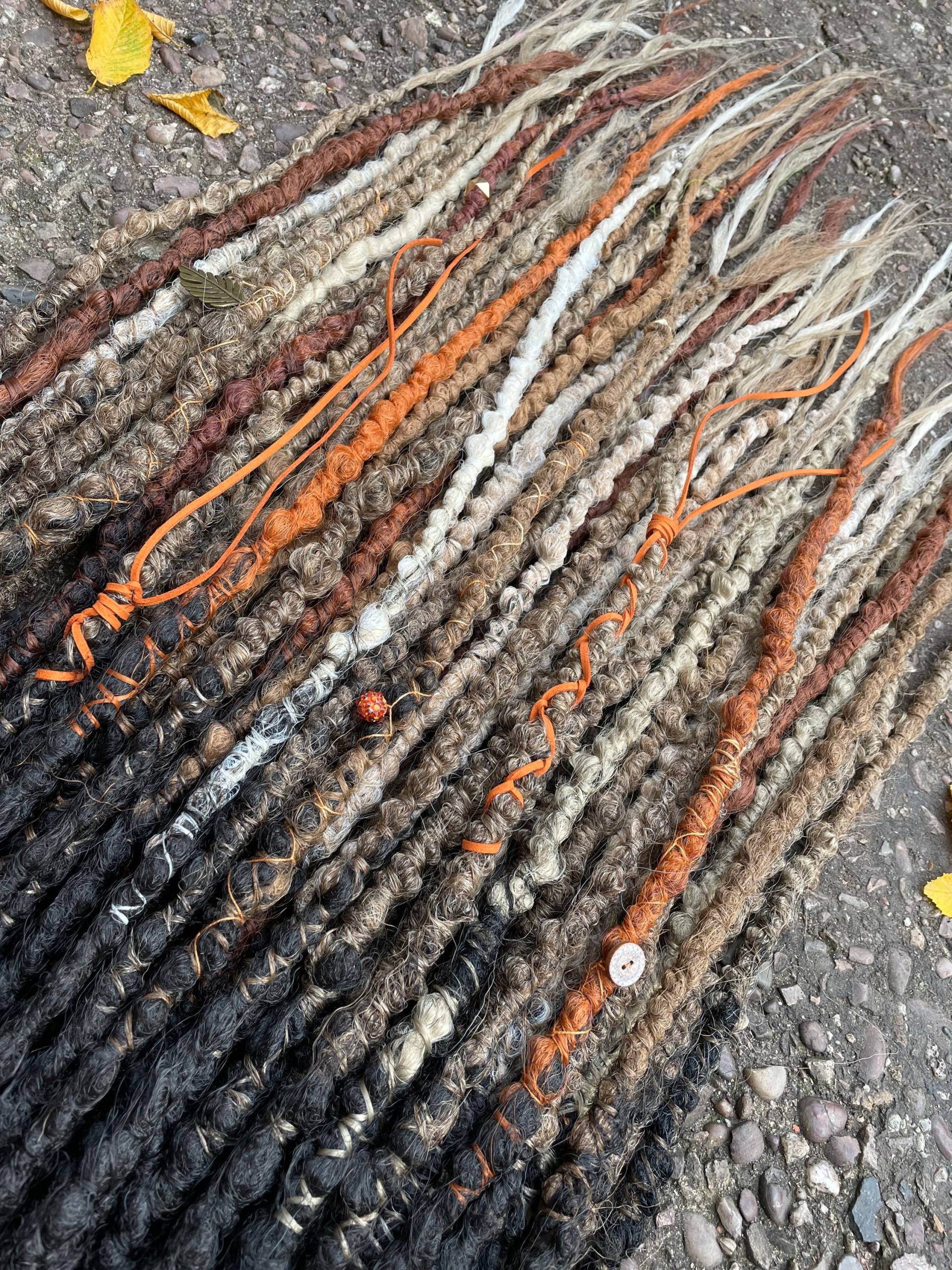 10x Handgefertigte "Roots' Chunky Dreads Dreadlocks Mit Wraps Und Perlen Akzent Set - Jede Länge Verschiedene Farben von Etsy - HedHQHairdressing