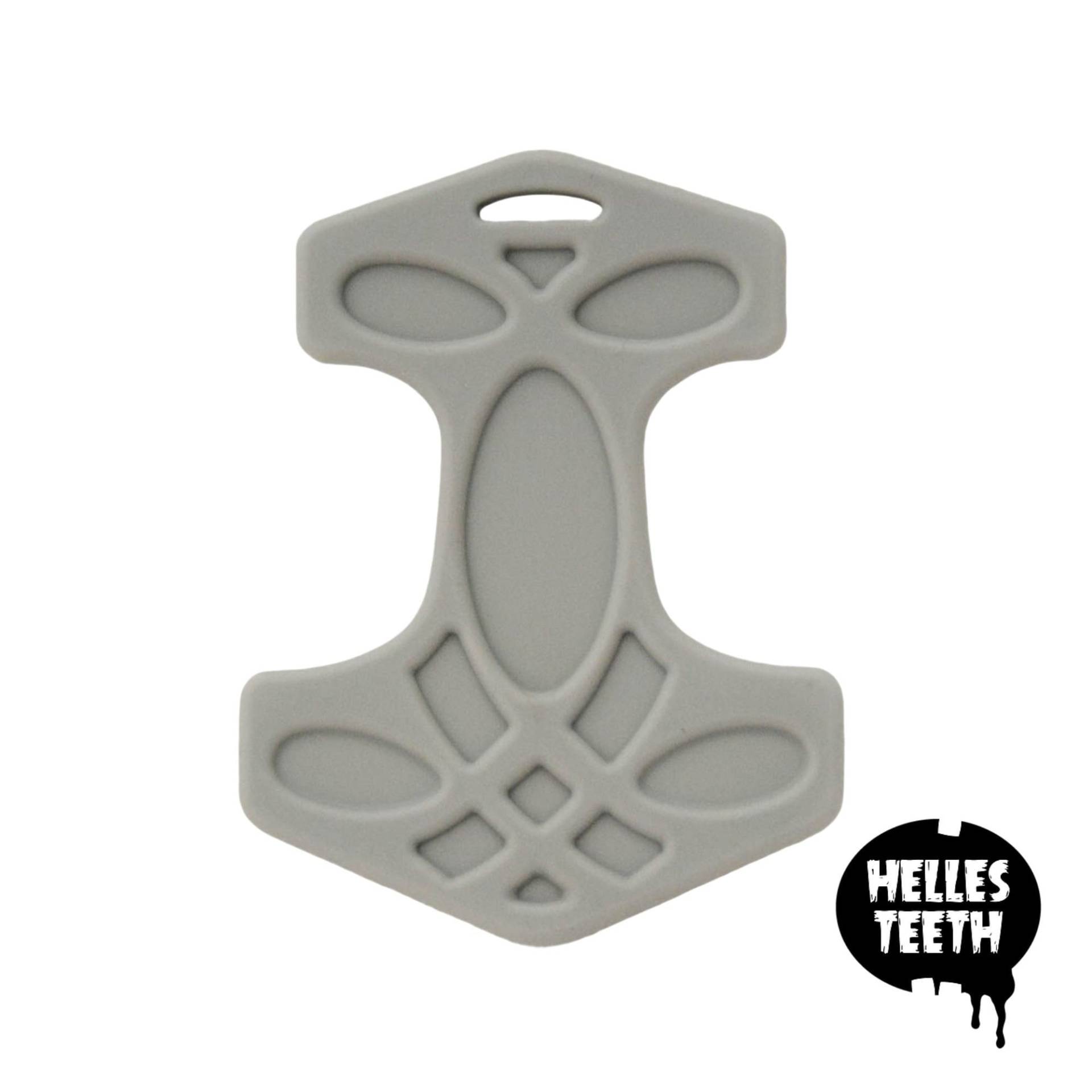 Helles Teeth - Grauer Mjölnir/Thors Hammer Beißring Silikon Greifling Für Babys Geprüfte Sicherheit & Ungiftig von Etsy - HellesTeeth