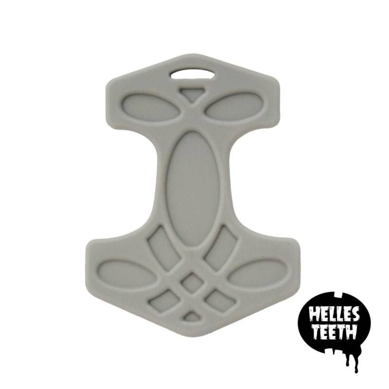 Helles Teeth - Grauer Mjölnir/Thors Hammer Beißring Silikon Greifling Für Babys Geprüfte Sicherheit & Ungiftig von Etsy - HellesTeeth