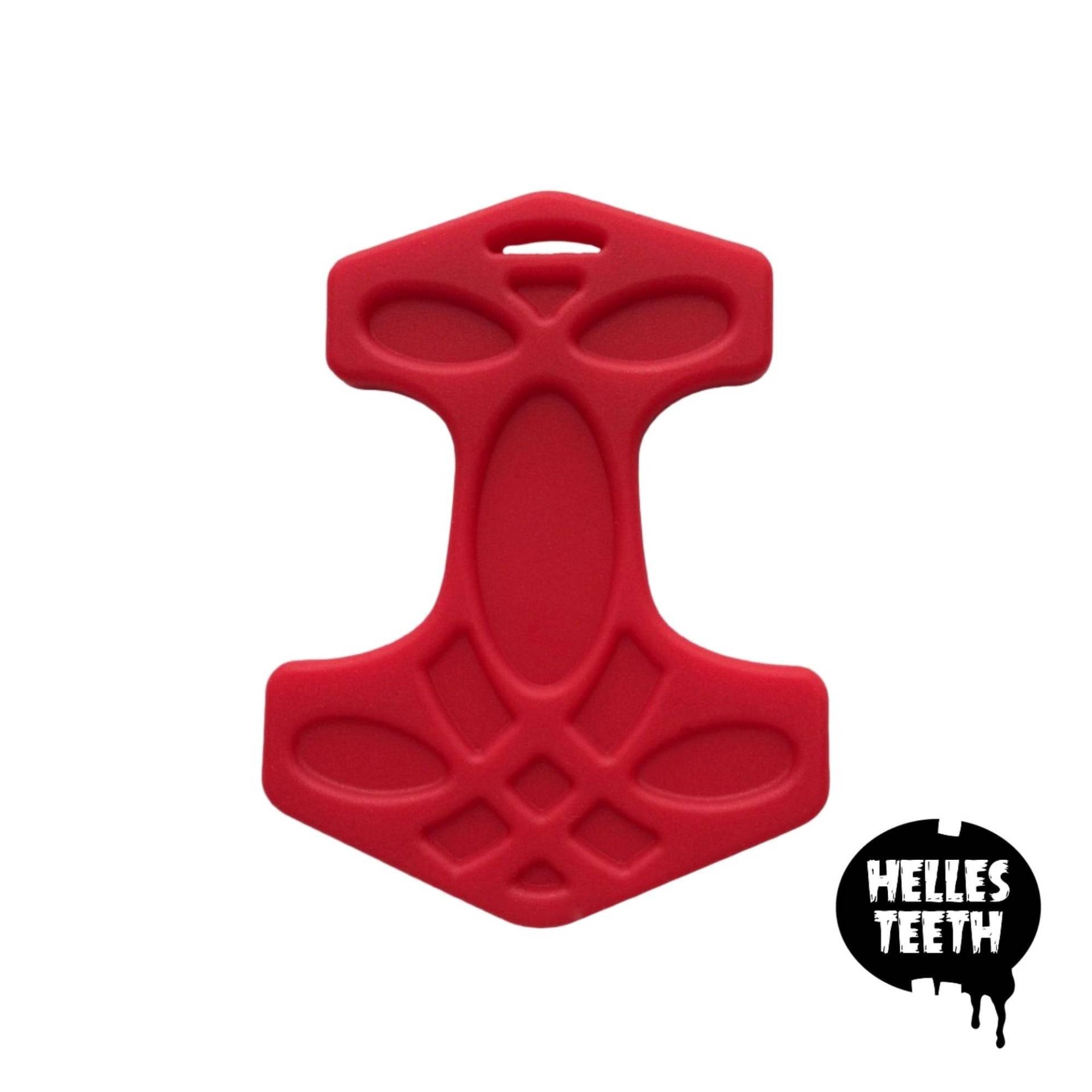 Helles Teeth - Roter Mjölnir/Thors Hammer Beißring Silikon Für Babys Geprüfte/Zertifizierte Sicherheit & Nicht-Toxisch von Etsy - HellesTeeth