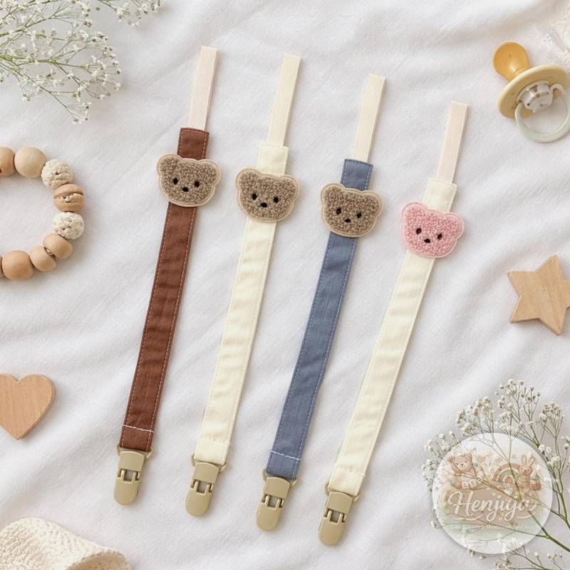 Süßes Schnullerband Mit Bärenkopf - in 4 Farben | Braun, Beige, Blau, Pink Für Babys, Sicher & Praktisch Perfekt Als Geschenk von Etsy - Henjuja