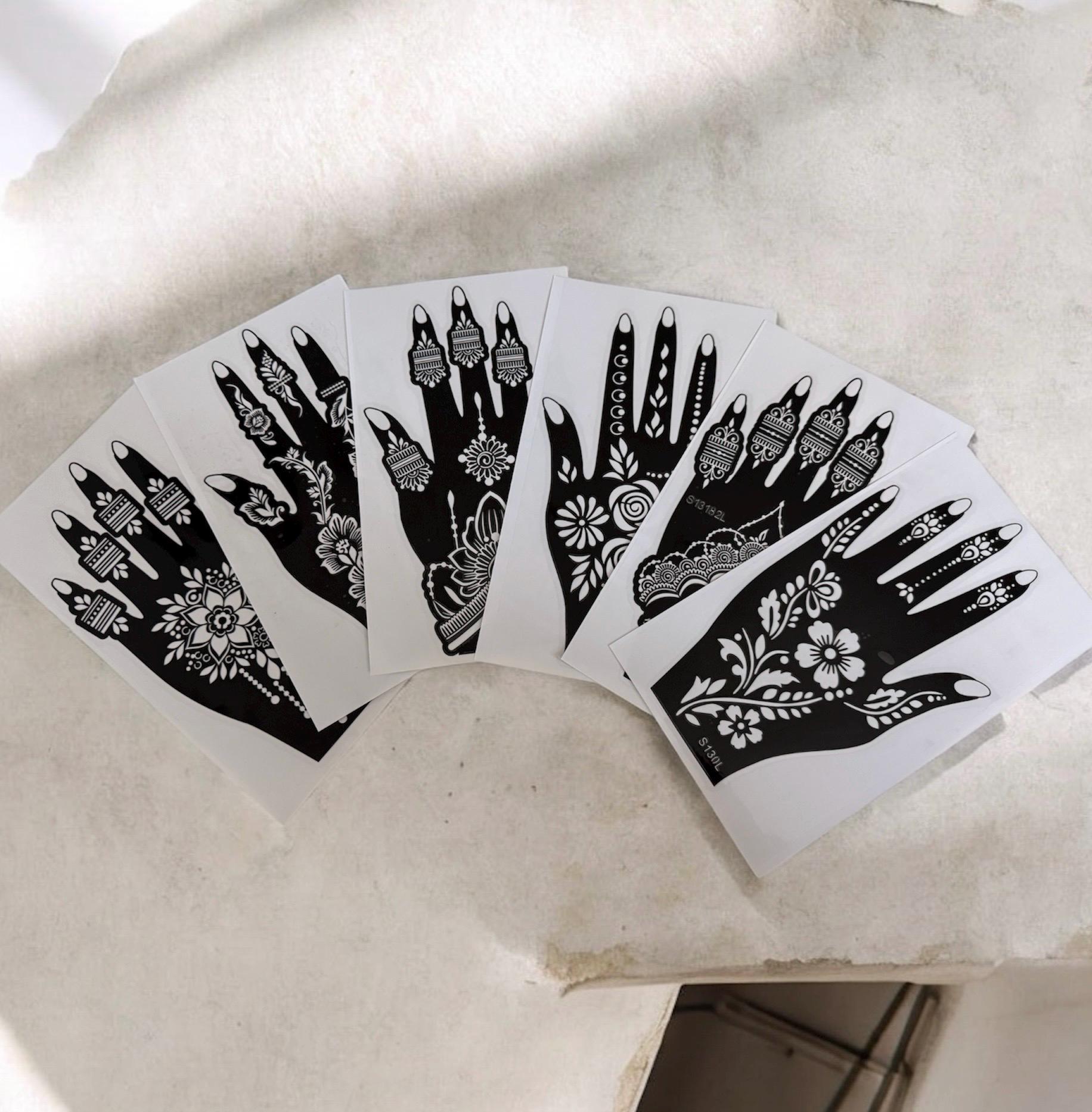 Henna Schablone |Henna Aufkleber | Hennatattoo Sticker Mehendi Selbstklebende |Schablone Kina von Etsy - HennaDesignByHM