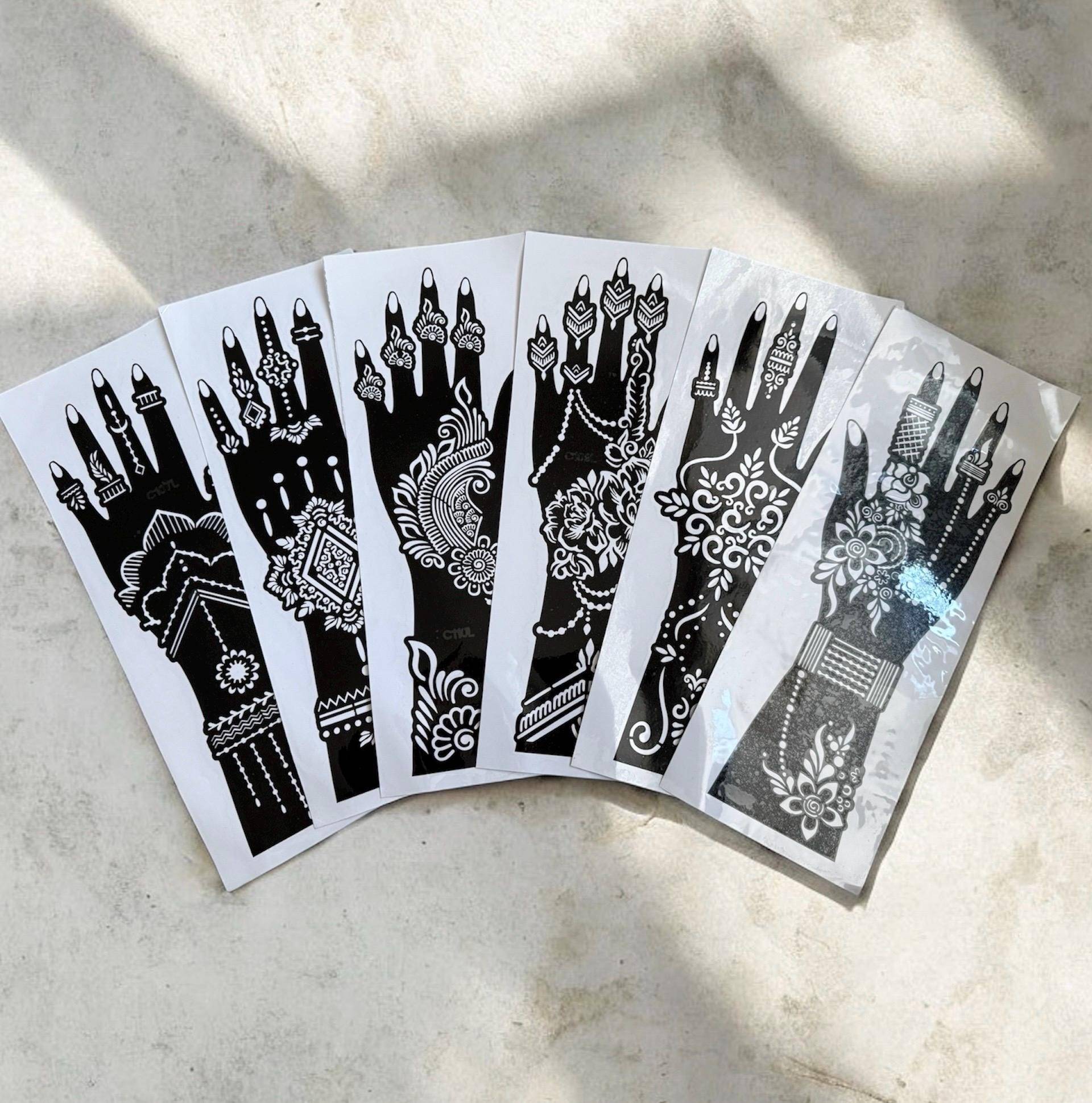 xxl Henna Sticker Mehendi | Selbstklebende |Schablone Kina Extra Große Hand Und Unterarm von Etsy - HennaDesignByHM