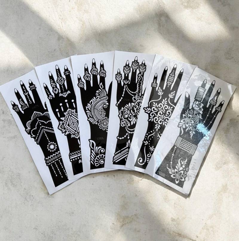 xxl Henna Sticker Mehendi | Selbstklebende |Schablone Kina Extra Große Hand Und Unterarm von Etsy - HennaDesignByHM