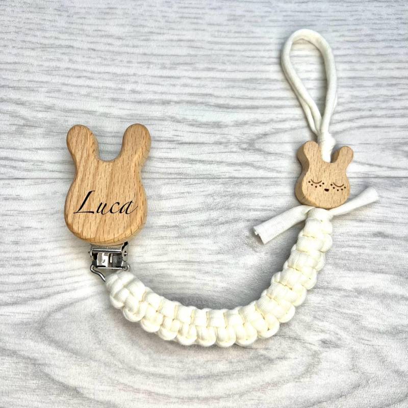 Schnullerkette Hase, Häschen, Weiss, Creme, Natur, Wählbar Mit Name, Holz Gravur, Personalisiert, Geschenk Geburt Taufe, Ostergeschenk von Etsy - HerzarbeitDE