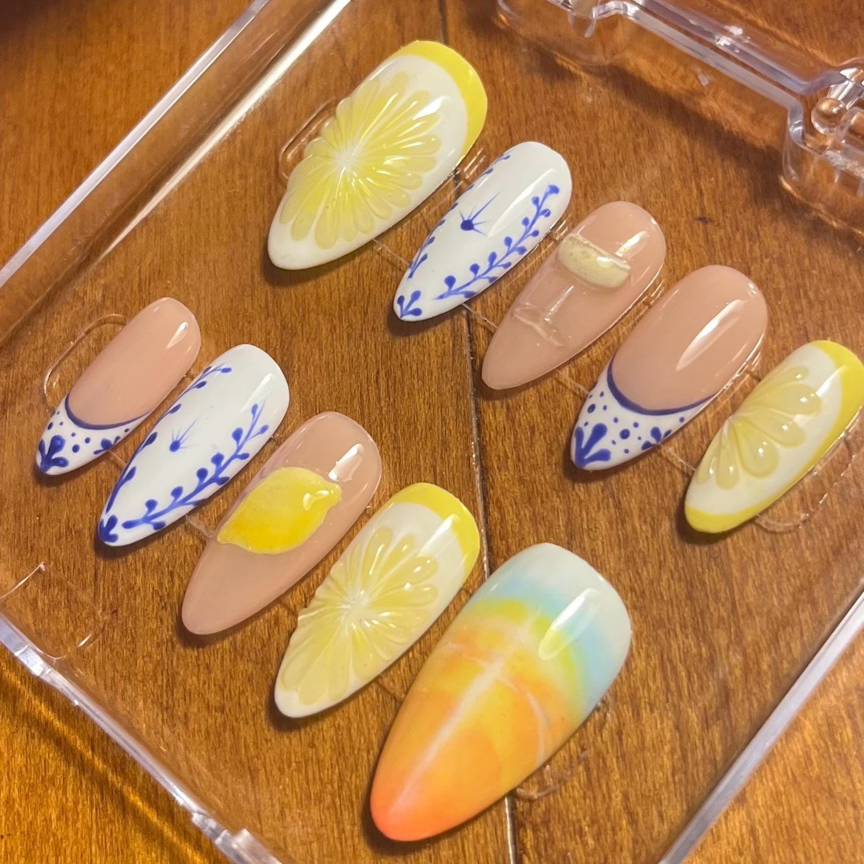 Ateez Lemondrop Benutzerdefinierte Presse Auf Nagelset von Etsy - HibouNails