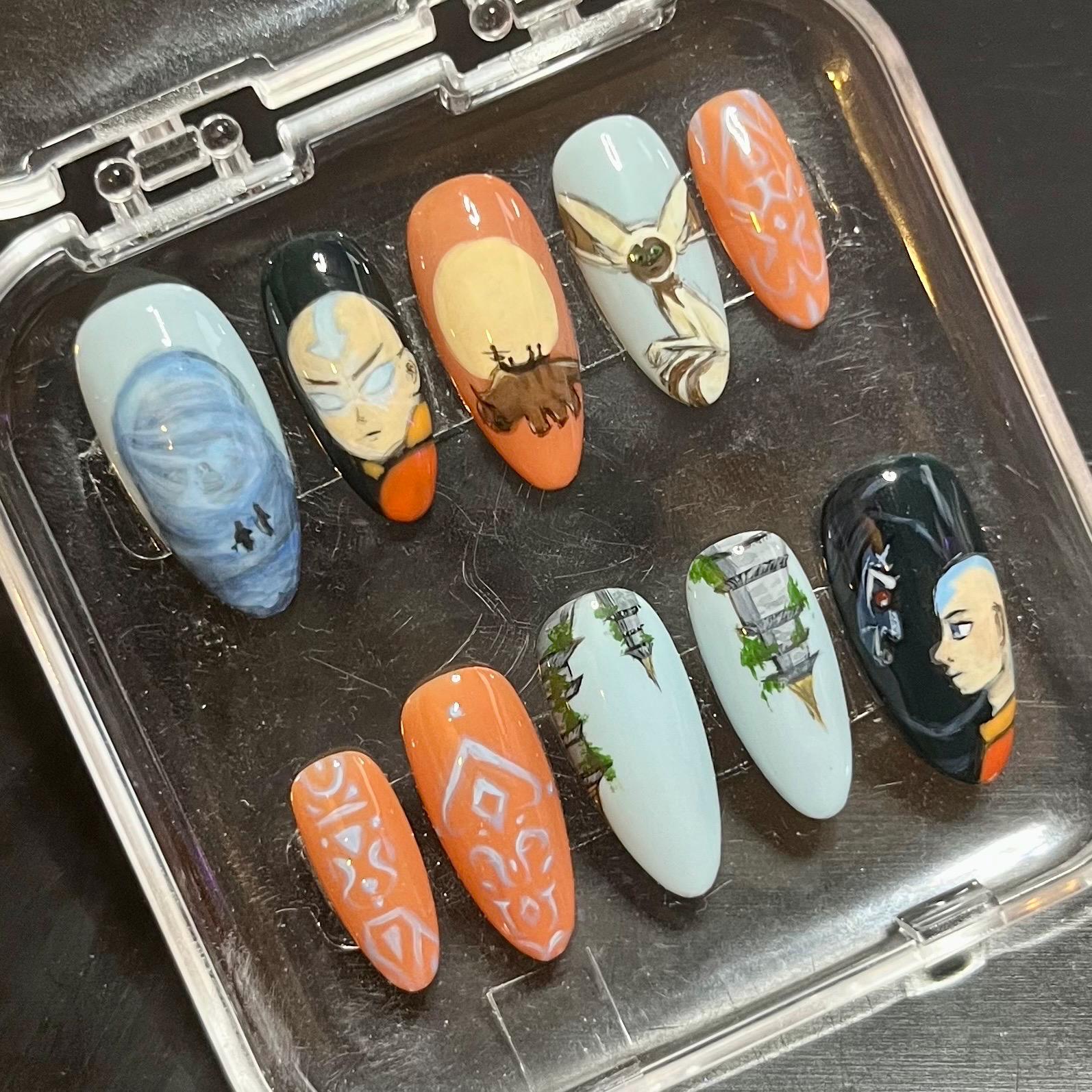 Atla-Aang Benutzerdefinierte Presse Auf Nagelset Atla-Aang Benutzerdefinierte Presse Auf Nagelset von Etsy - HibouNails