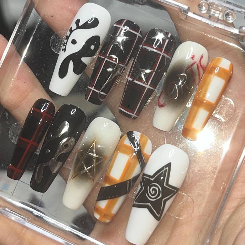 Coer Benutzerdefinierte Presse Auf Nagelset von Etsy - HibouNails