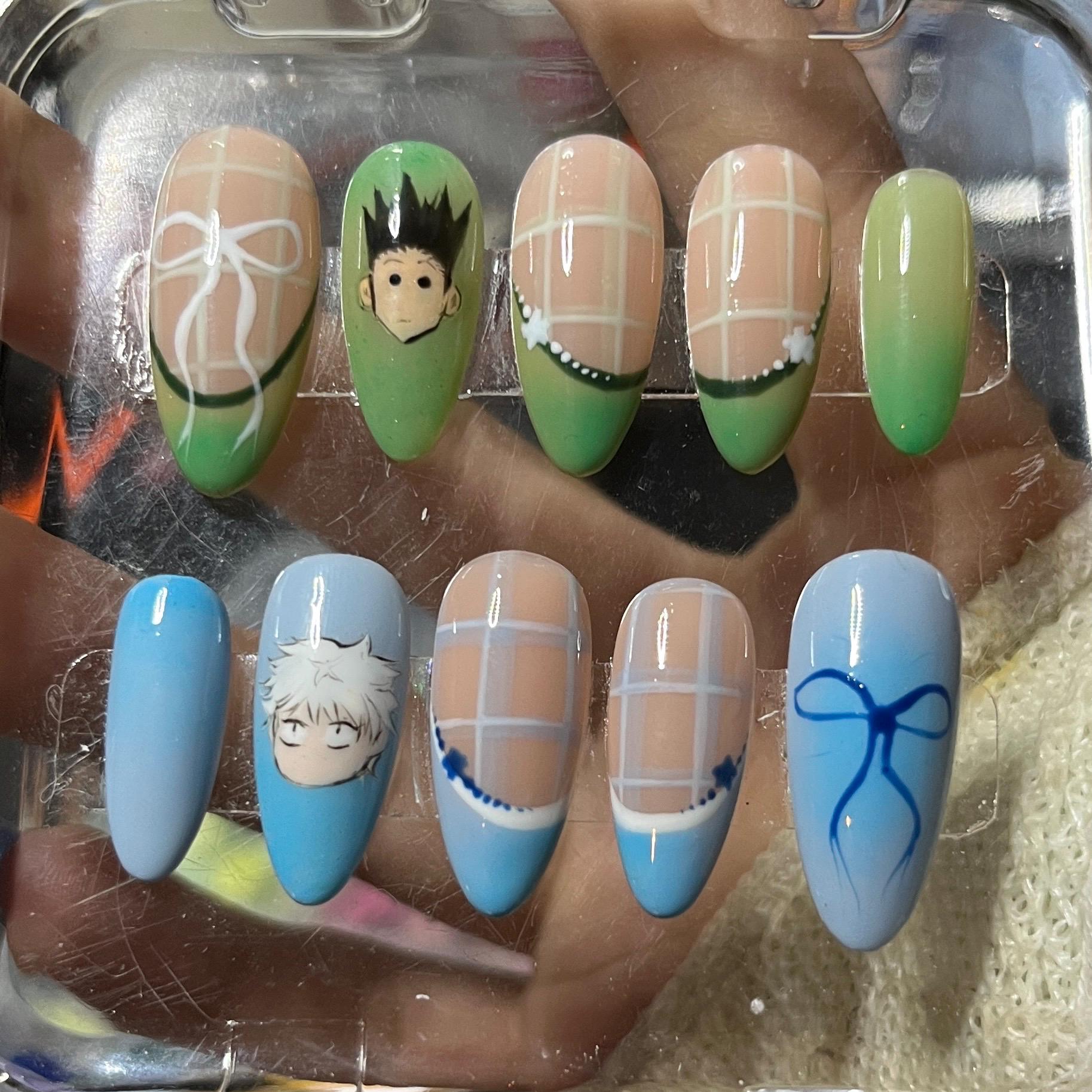 Gon Und Killua Drücken Auf Das Nagelset von Etsy - HibouNails