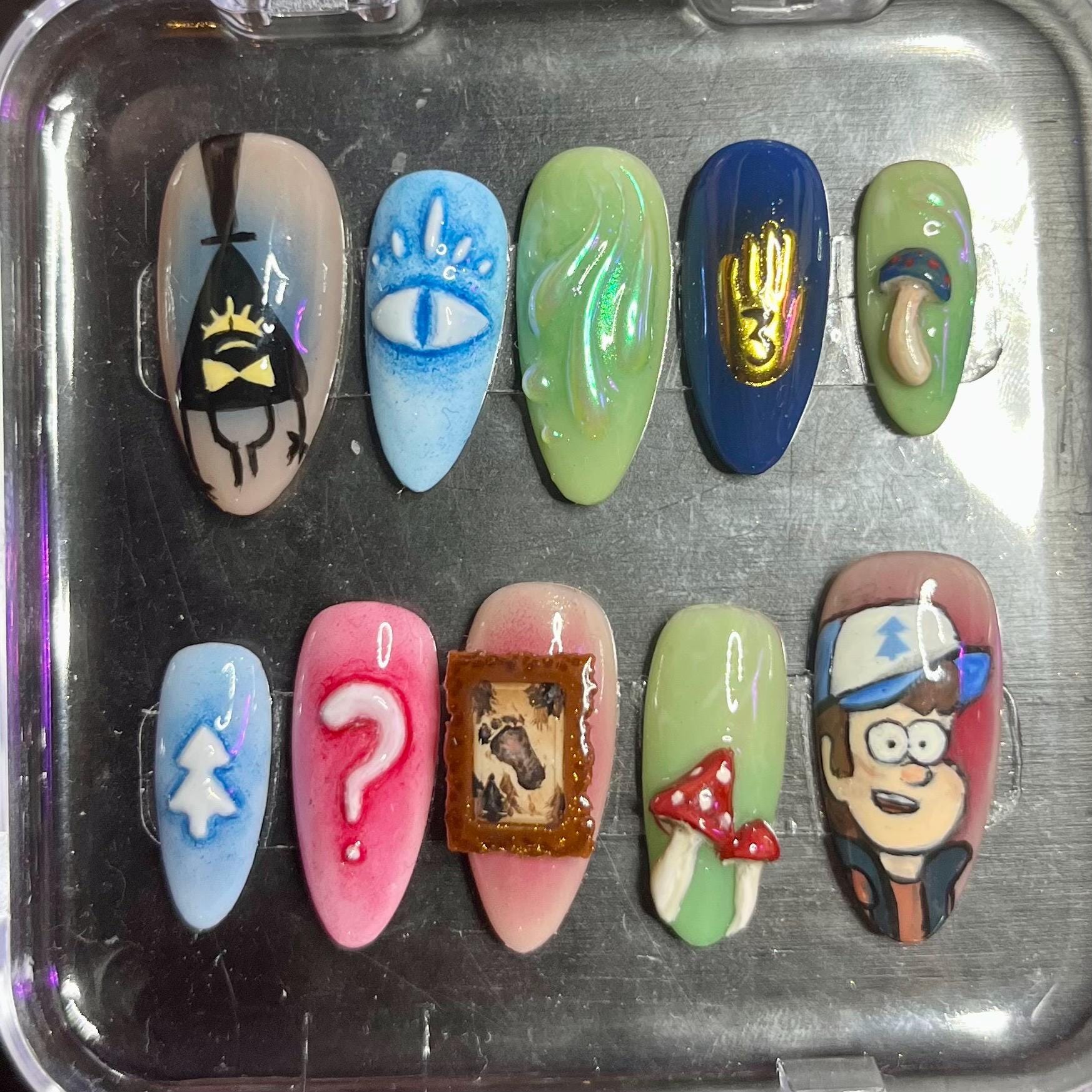 Gravity Falls Benutzerdefinierte Presse Auf Nagelset Gravity Falls Benutzerdefinierte Presse Auf Nagelset von Etsy - HibouNails