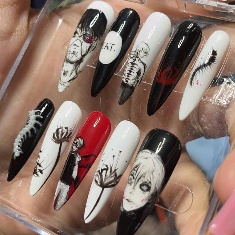Kaneki Benutzerdefinierte Presse Auf Nagelset Kaneki Benutzerdefinierte Presse Auf Nagelset von Etsy - HibouNails