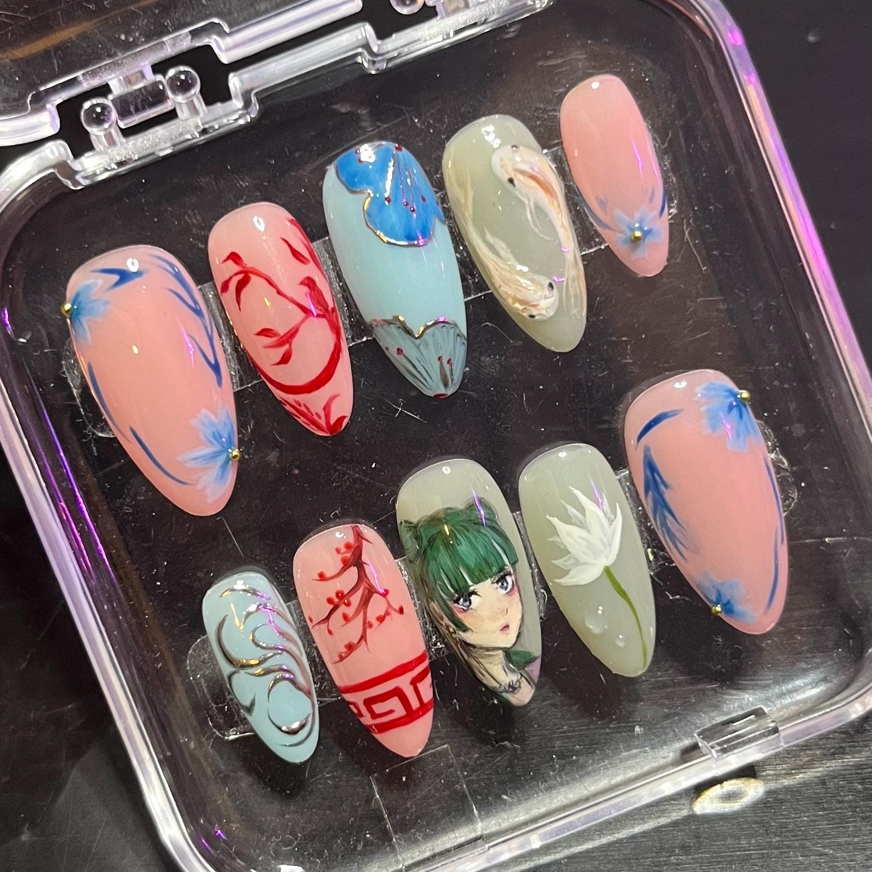 Maomao Benutzerdefinierte Presse Auf Nagelset Maomao Benutzerdefinierte Presse Auf Nagelset von Etsy - HibouNails