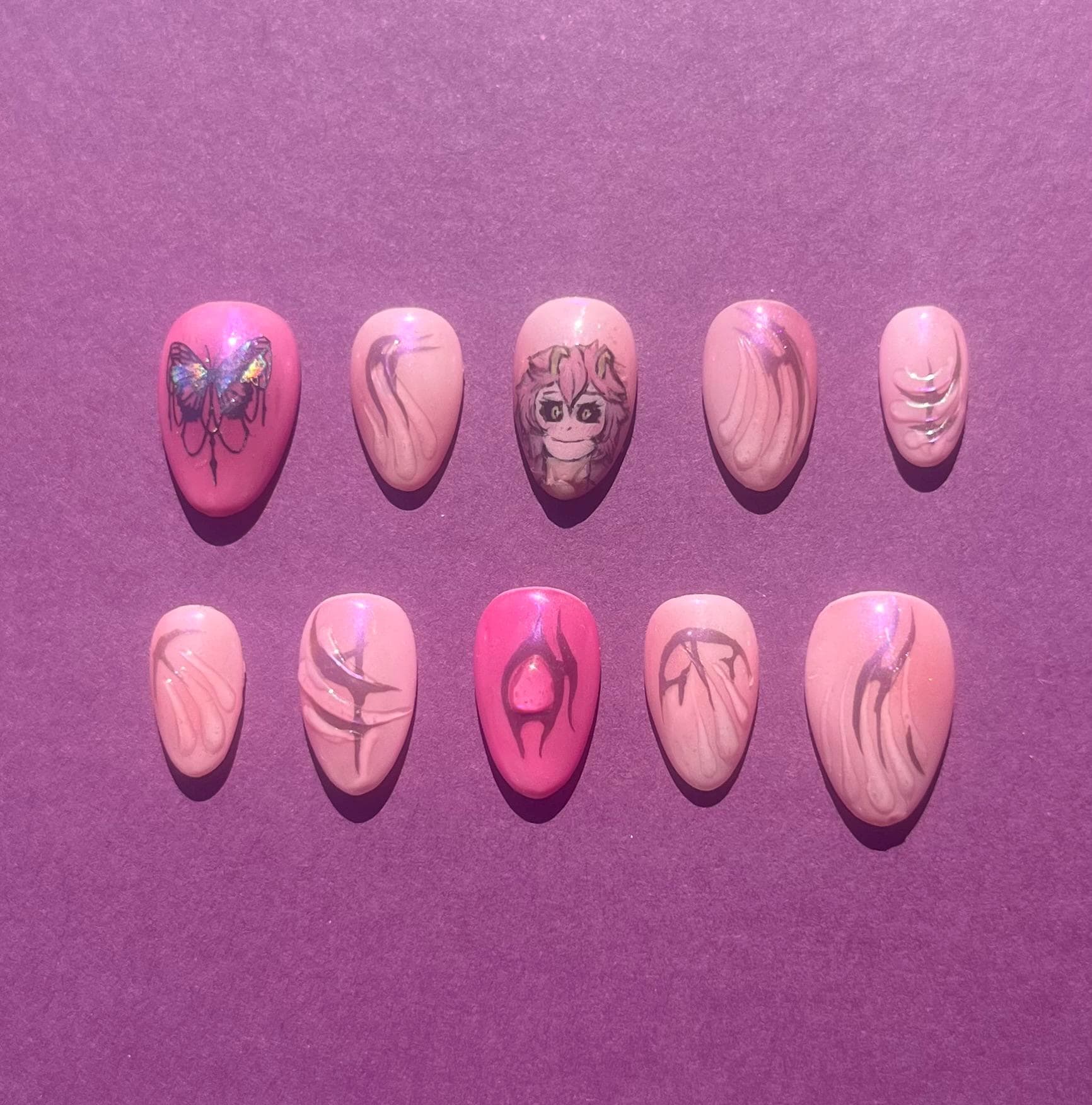 Mina Ashido Presse Auf Nagelset, My Held Academia Mina Ashido Presse Auf Nagelset, My Held Academia von Etsy - HibouNails