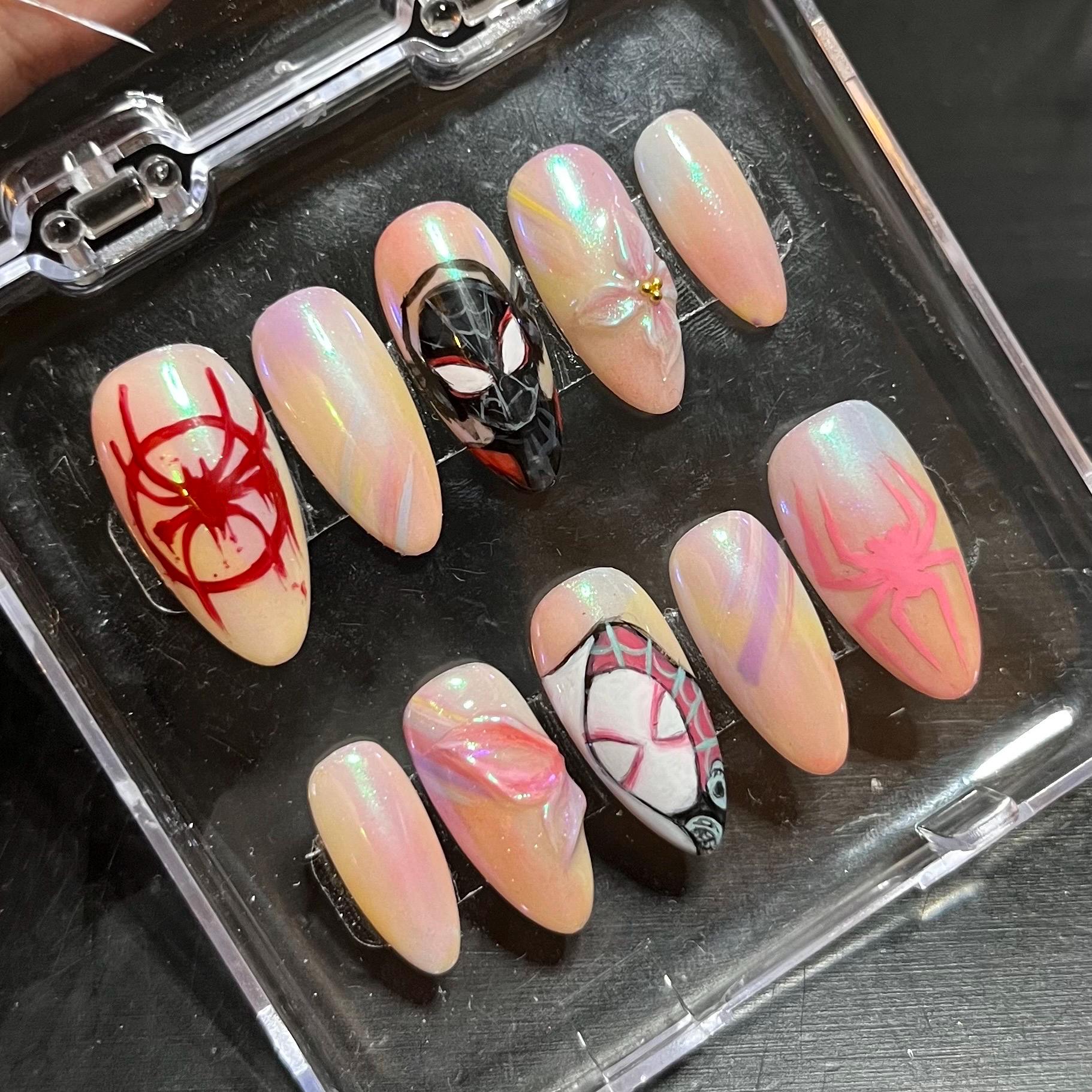 Spiderverse Benutzerdefinierte Presse Auf Nagelset Spiderverse Benutzerdefinierte Presse Auf Nagelset von Etsy - HibouNails