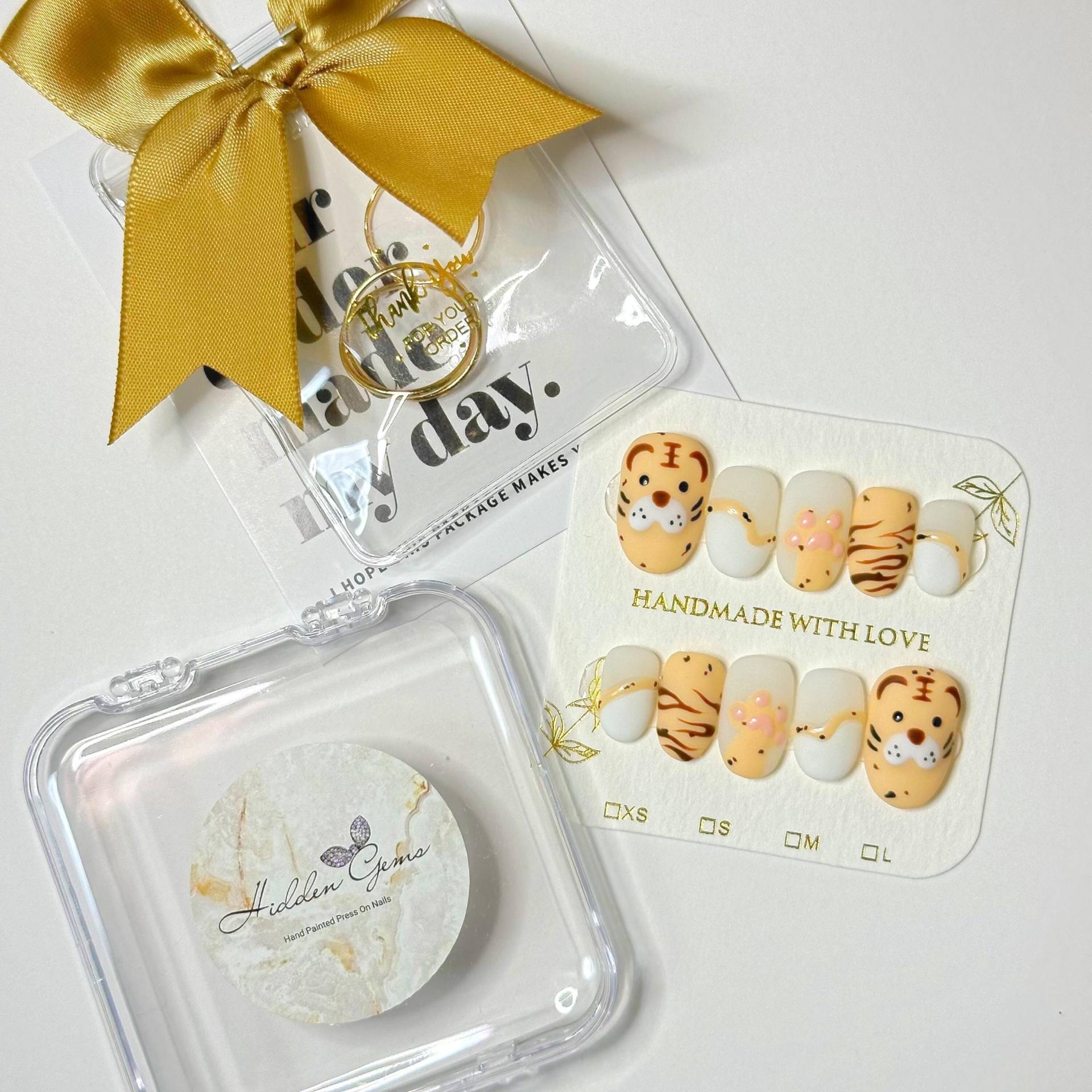Jahr Des Tigers Press On Nails Luxuriöse Handbemalte Falsche Nägel von Etsy - HiddenGemsNailShop