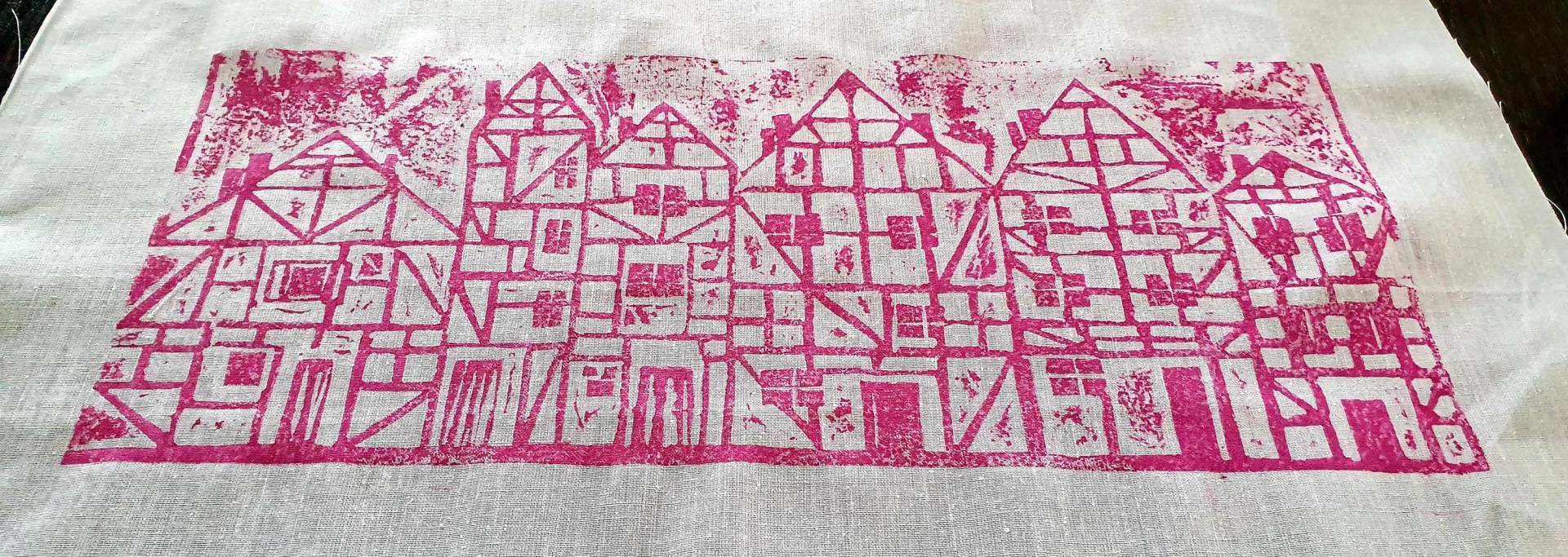 Wärmekissen Dinkelkissen Fachwerkhaus Pink von Etsy - Hobbyherzchen