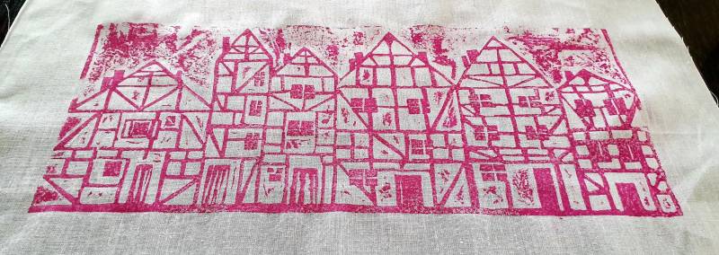 Wärmekissen Dinkelkissen Fachwerkhaus Pink von Etsy - Hobbyherzchen
