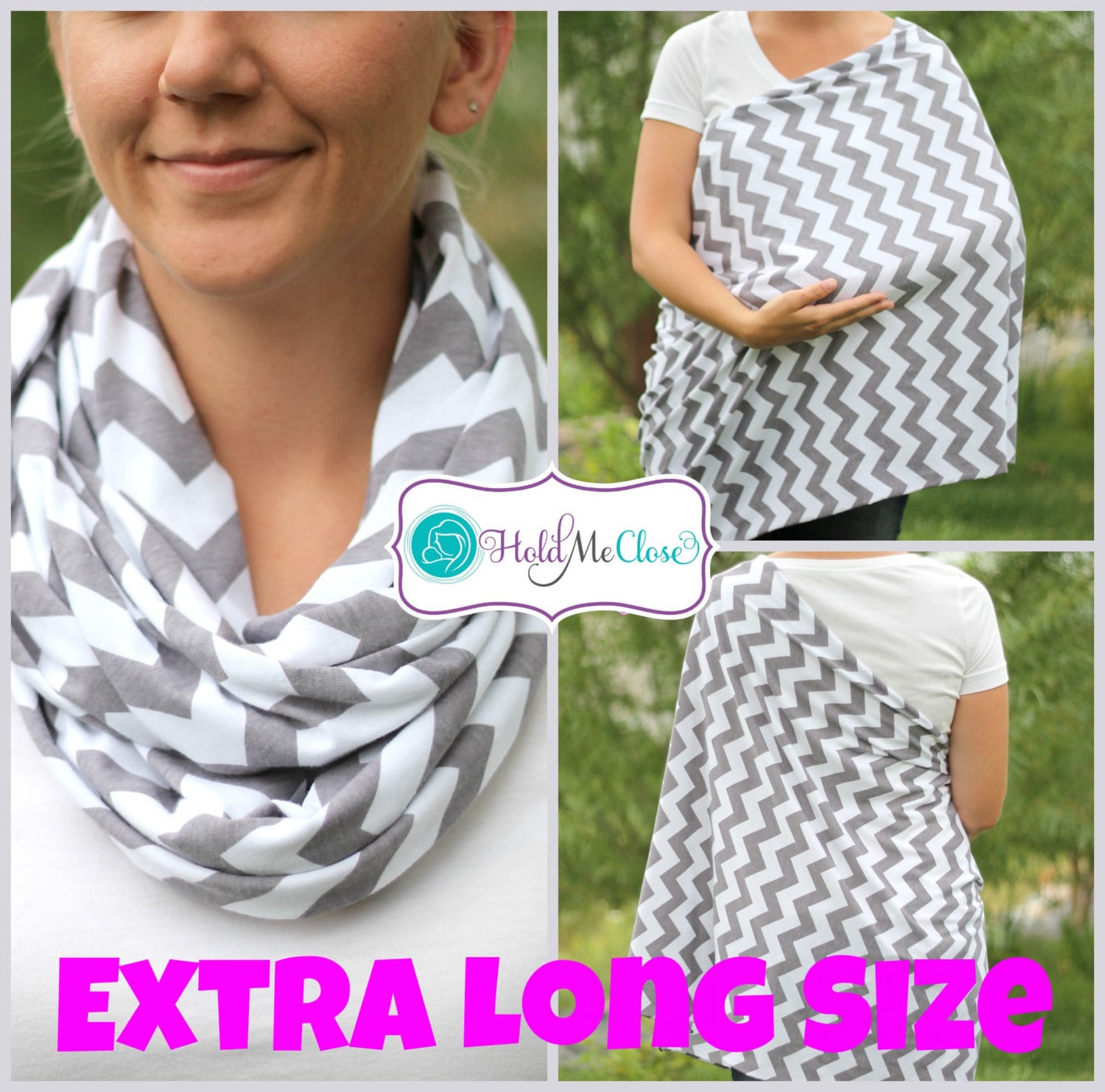 Sale Extra Langer Stillschal - Graues Chevron von Etsy - HoldMeCloseNursing