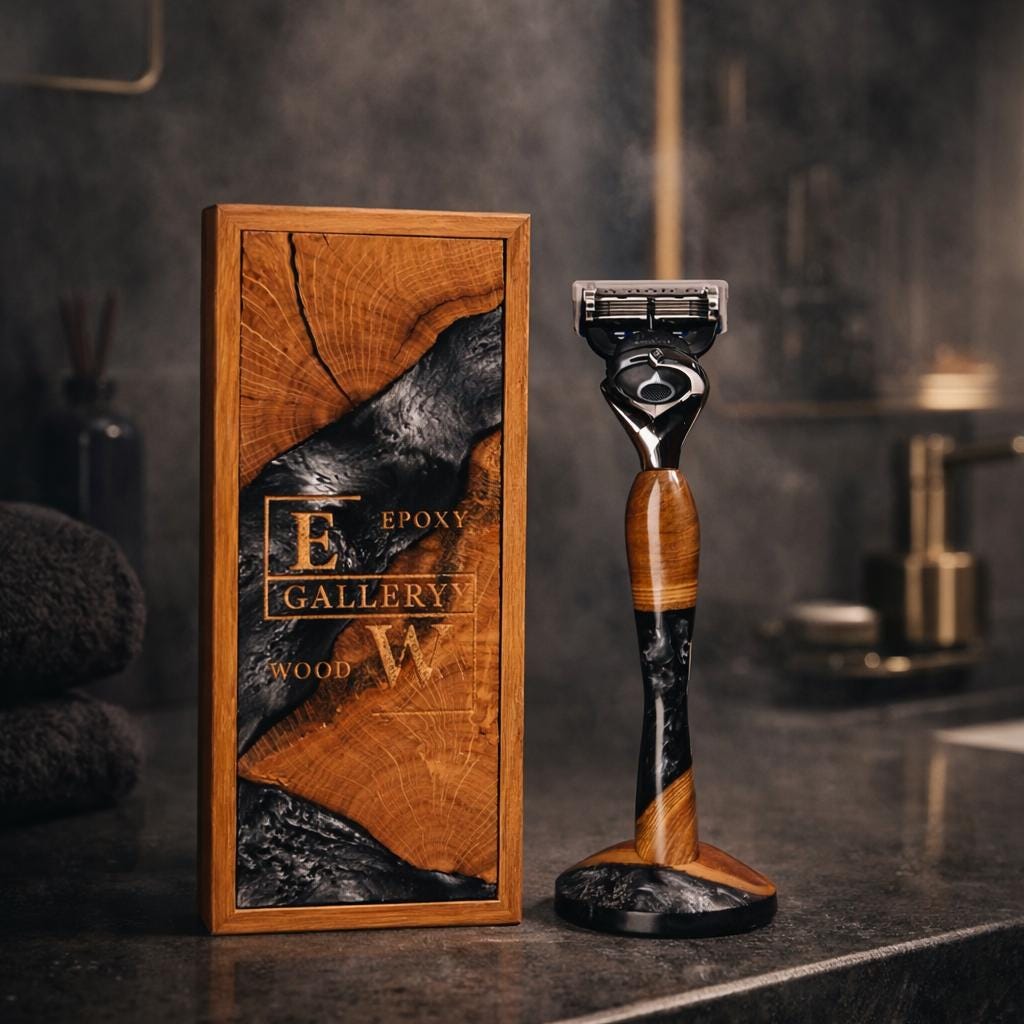 Epoxidharz Rasierer Gillette | Männer Geschenk Handgemacht Bräutigam Trauzeuge Ostergeschenk Herren Selbstfürsorge Vatertag von Etsy - HolzrepublikStade