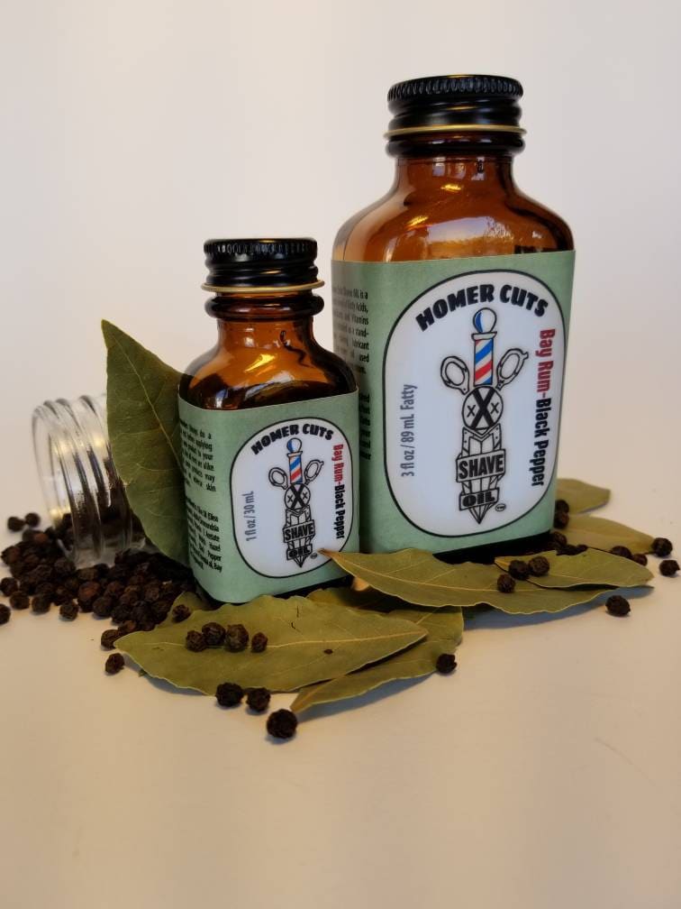 Bay Rum-Black Pepper Shave Oil von Etsy - HomerCutsBeardOil