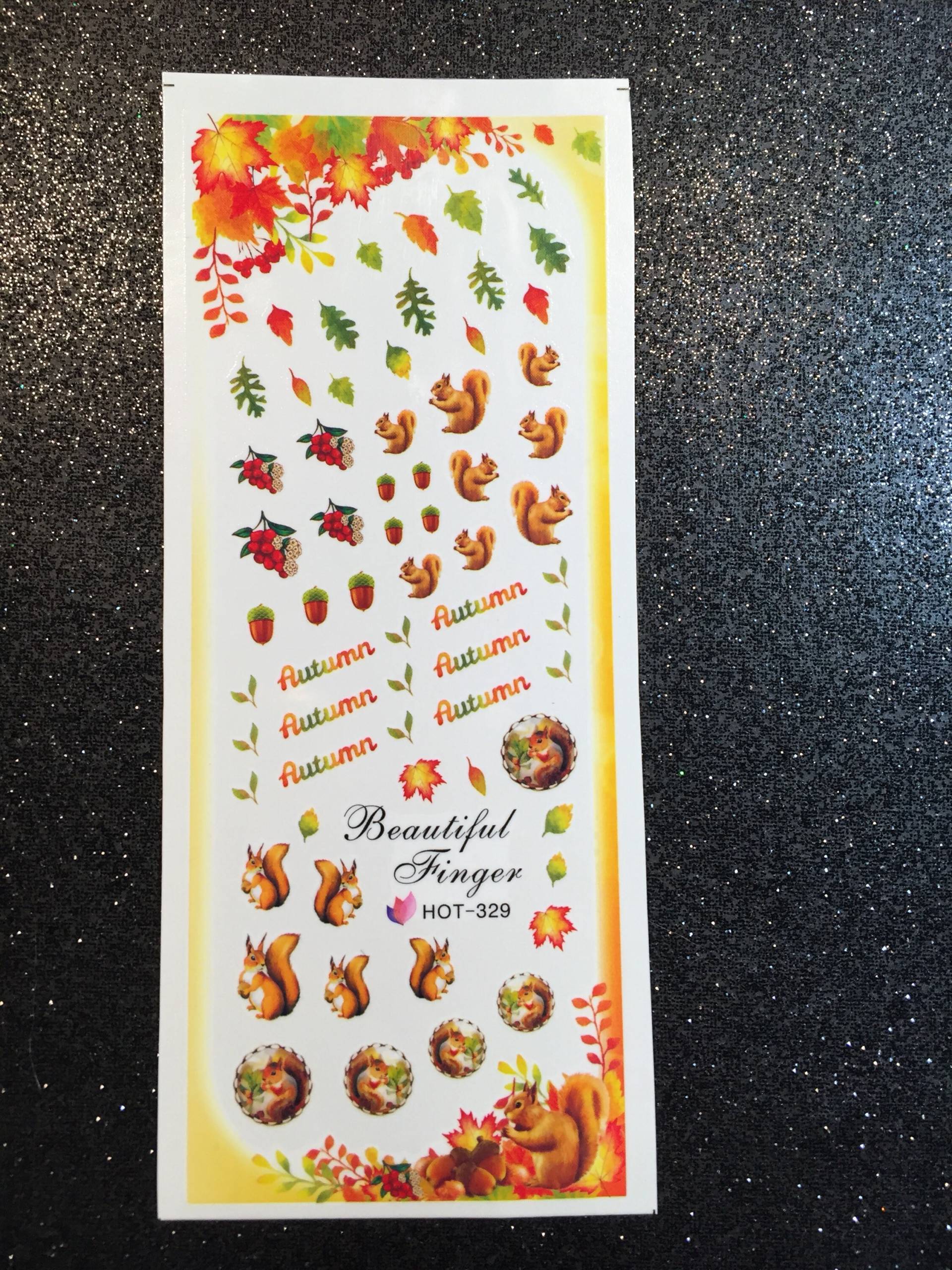 Ein Bogen Herbst Eichhörnchen Wasser Transfer Sticker - Nail Art von Etsy - HoneyBunnyLacquer