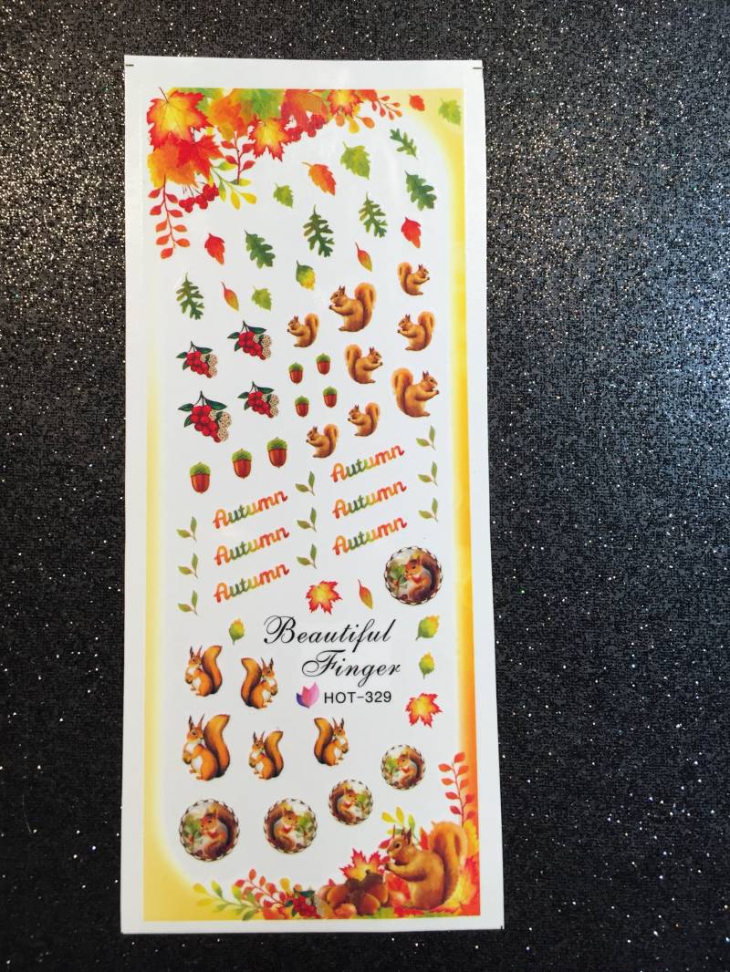Ein Bogen Herbst Eichhörnchen Wasser Transfer Sticker - Nail Art von Etsy - HoneyBunnyLacquer