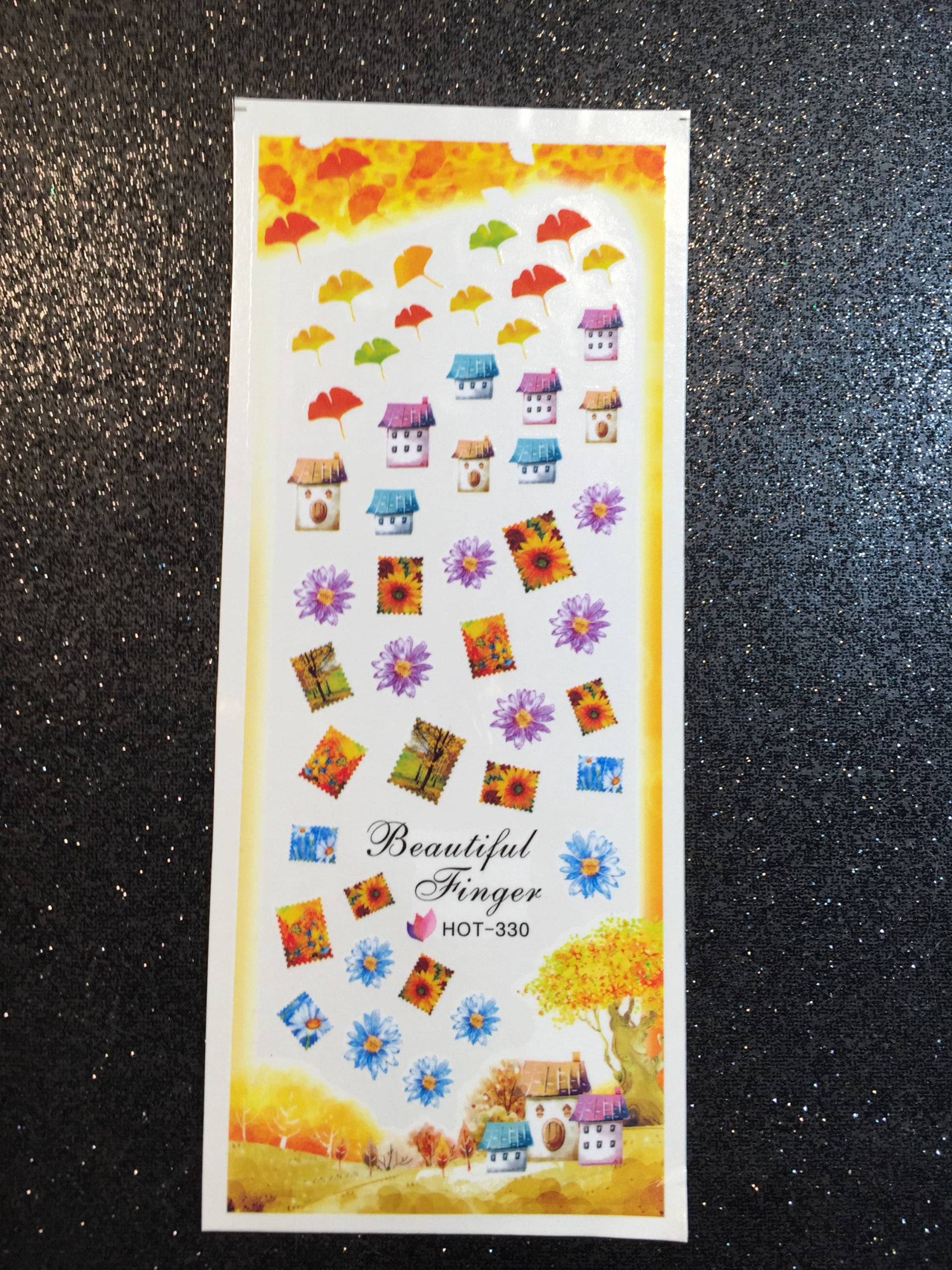 Ein Bogen Herbstblumen Wasser Transfer Sticker - Nail Art von Etsy - HoneyBunnyLacquer