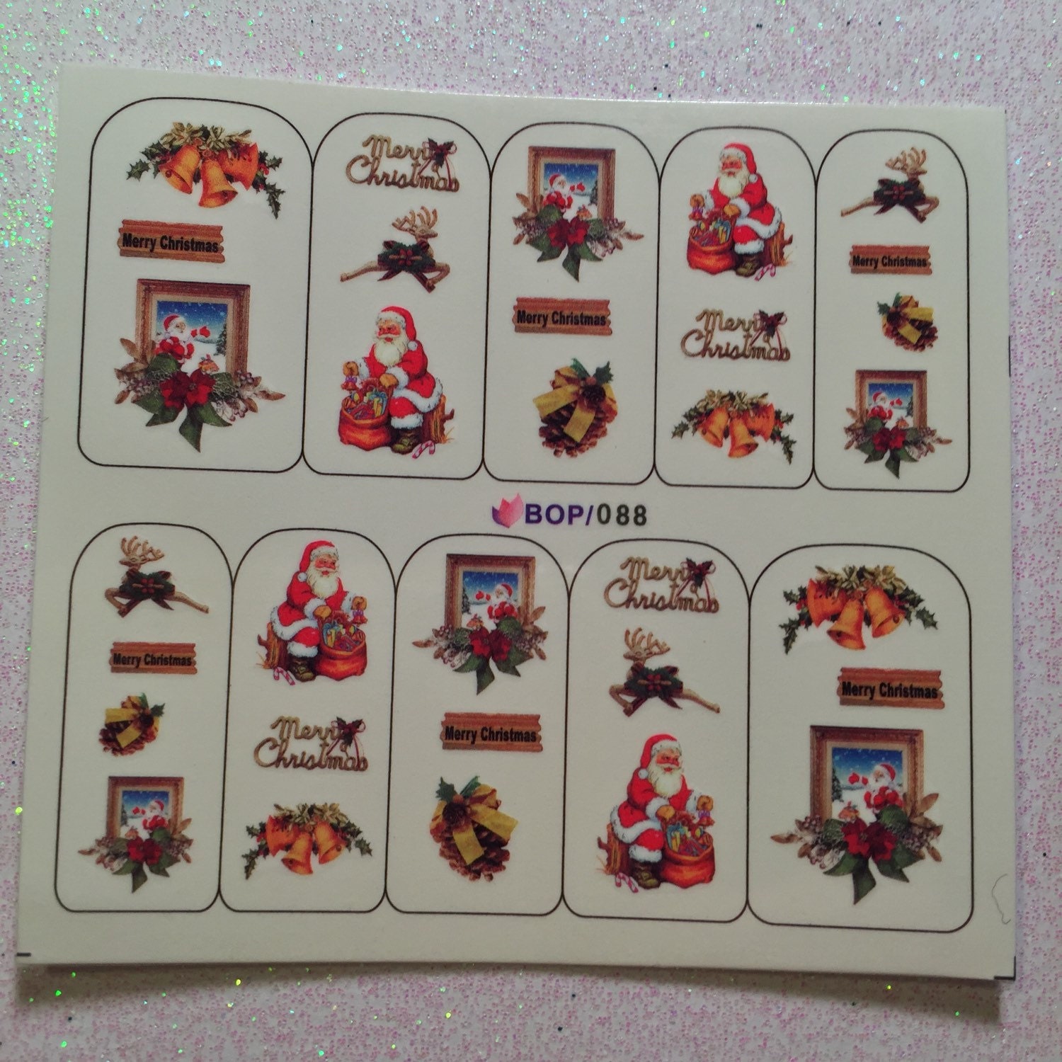 Ein Bogen Weihnachtsmann Wasser Transfer Sticker - Nail Art von Etsy - HoneyBunnyLacquer