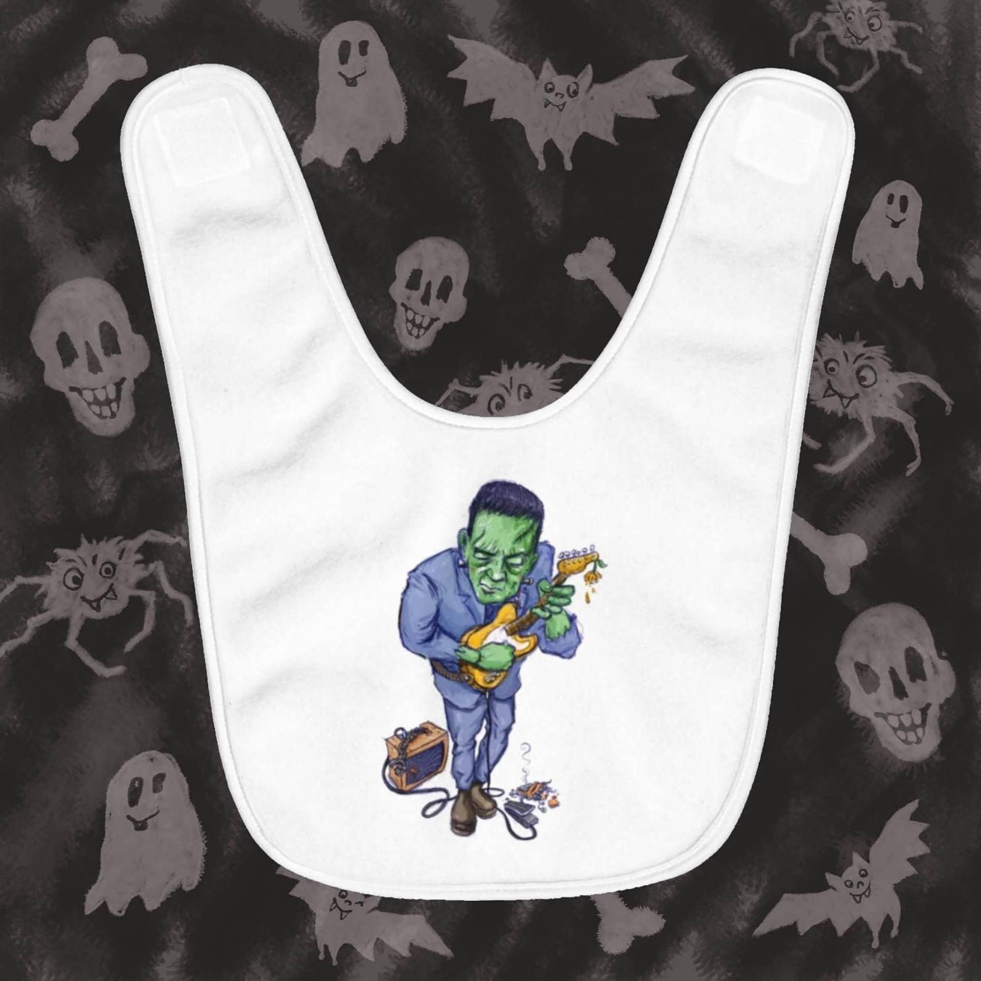 Baby Lätzchen Frankenstein Monster Rocker Musiker Gitarre Rock & Roll Musik Cartoon Comic Illustration Kunst Duschgeschenk von Etsy - HouseofAkron