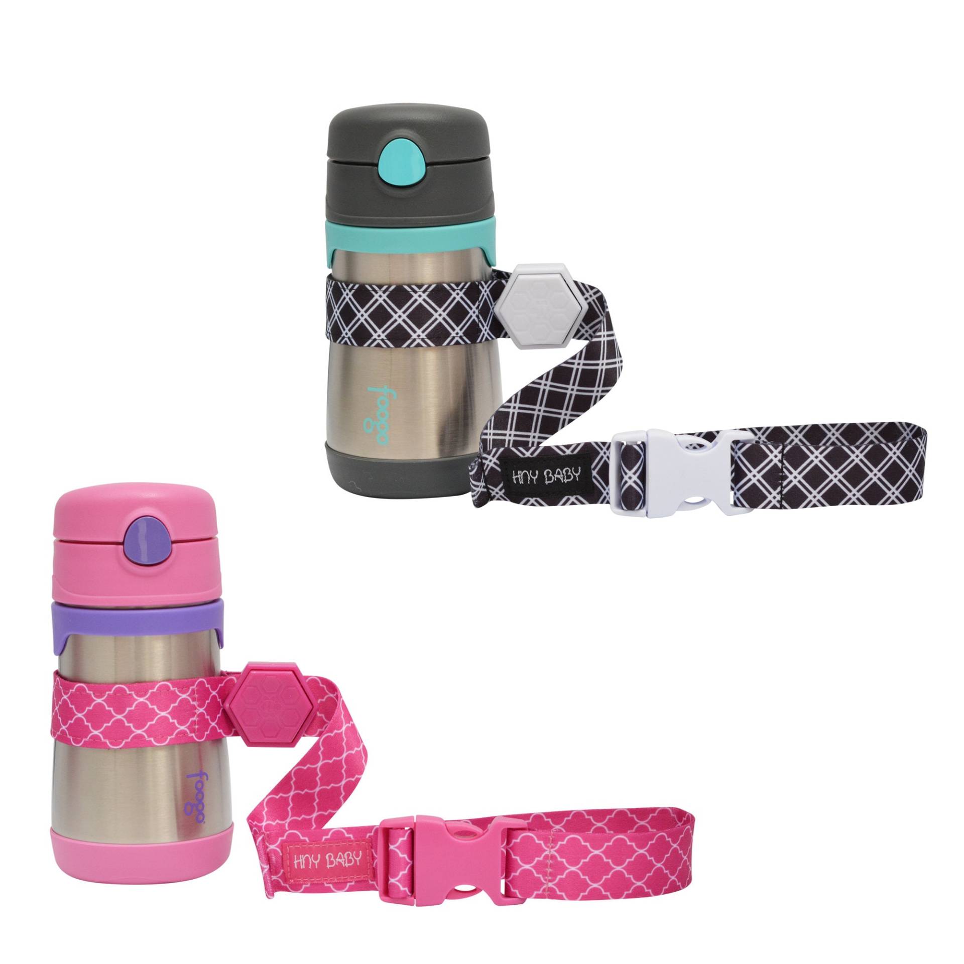 Hnybaby Schnabelgurt Für Babyflasche | Toy Strap 2Er Pack Snack Cup Leine Mit Gummigriff Kinderwagen & Hochstuhl Tethers Schwarz Pink von Etsy - HunnyBabyCo