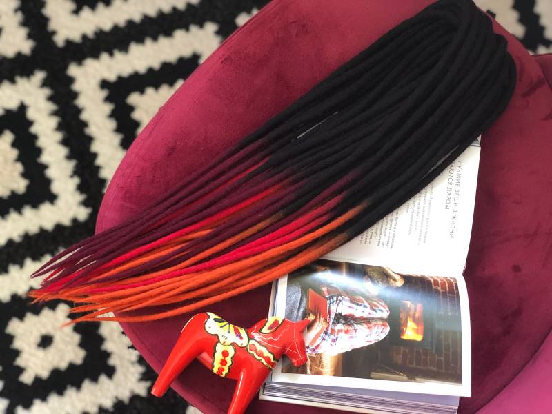 Wolle Fürchtet Ombre Schwarz Bis Burgund Orange Rot Rubinrot Double Ended Oder Single Soft Fake Merino Dreadlocks Set Geschenk Haar von Etsy - HyggeDreads