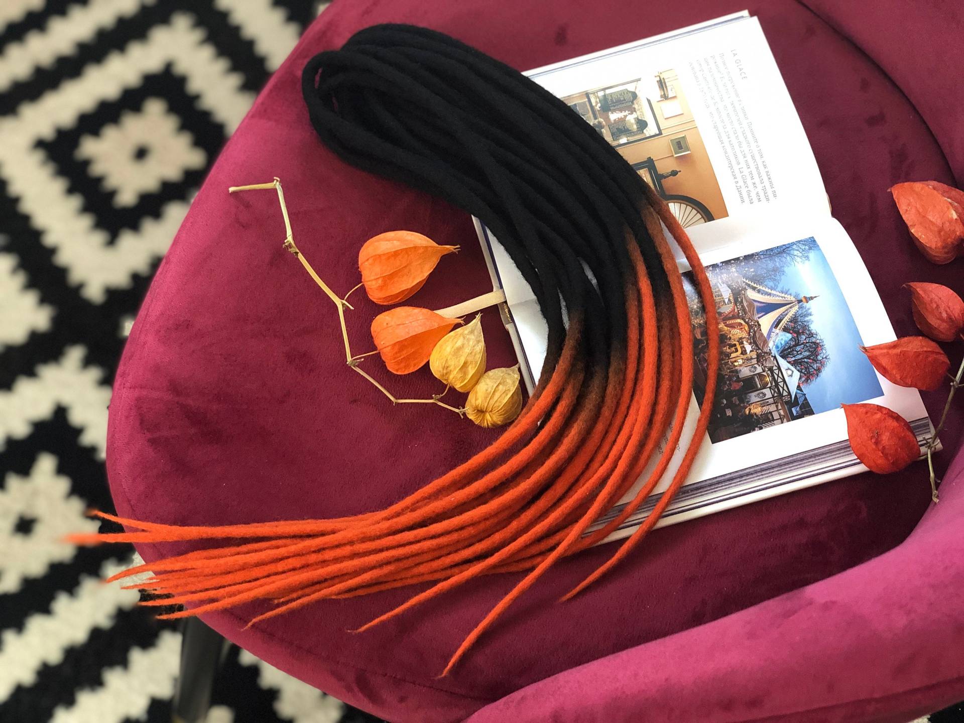 Wolle Fürchtet Ombre Schwarz Orange Double Ended Oder Single Soft Fake Merino Dreadlocks Set Geschenk Haar von Etsy - HyggeDreads