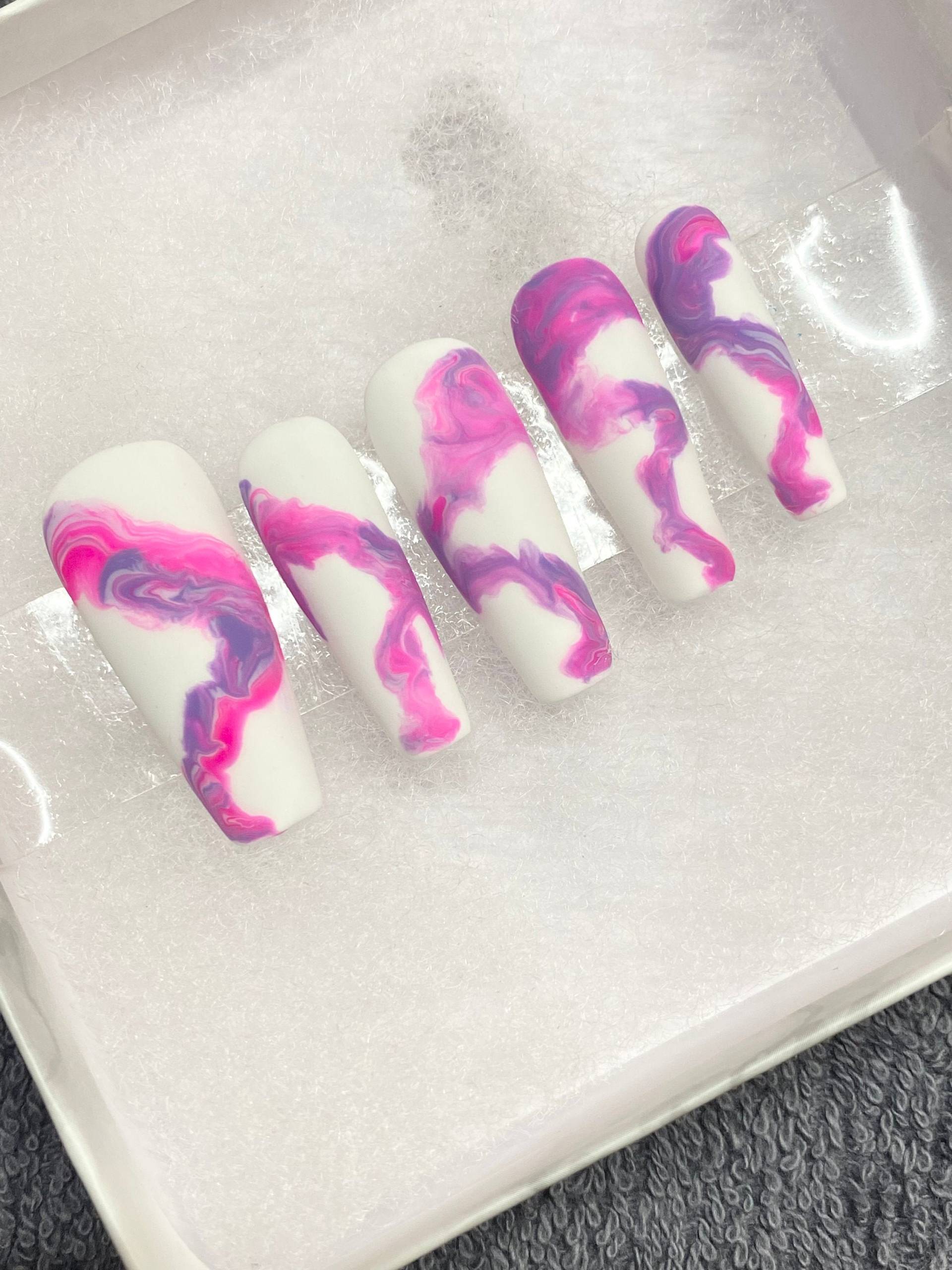 Lila Haze - Druck Auf Nägel | Aufdrücken Marmornägel Weiße Und Lila Pinke Nagelpresse Lila Haze - Druck Auf Nägel | Aufdrücken Marmornägel Weiße Und Lila Pinke Nagelpresse von Etsy - IDPNailz