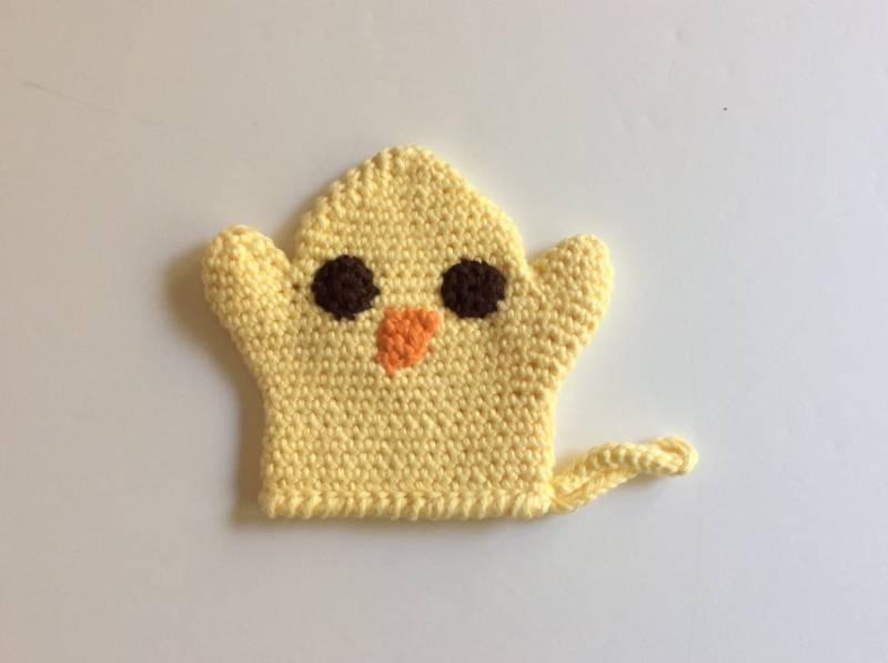 Gehäkelter Küken Badehandschuh, Gelber Baumwollwaschlappen von Etsy - ILoveCrochetByAnna