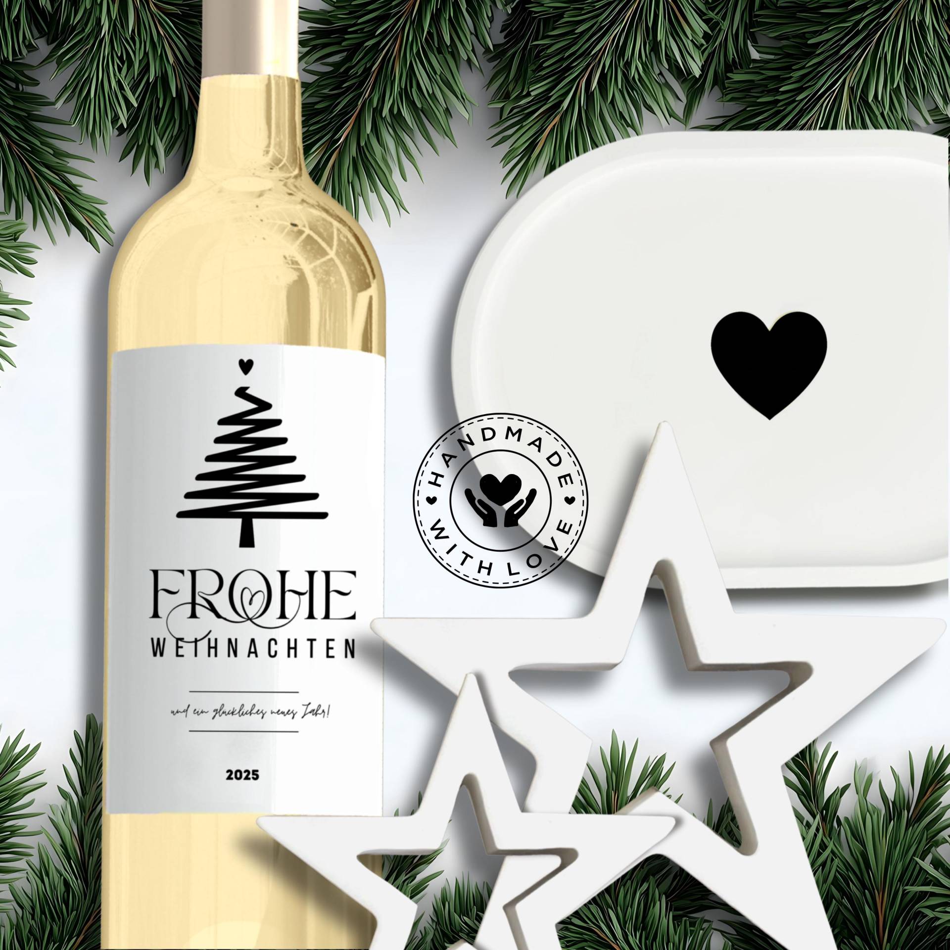 Geschenkset Weihnachten | Weinetikett + Mini-Tablett Aus Gießkeramik 2 Gießkeramik-sterne Handgemachtes Deko-Set Für von Etsy - IRAREMDESIGN