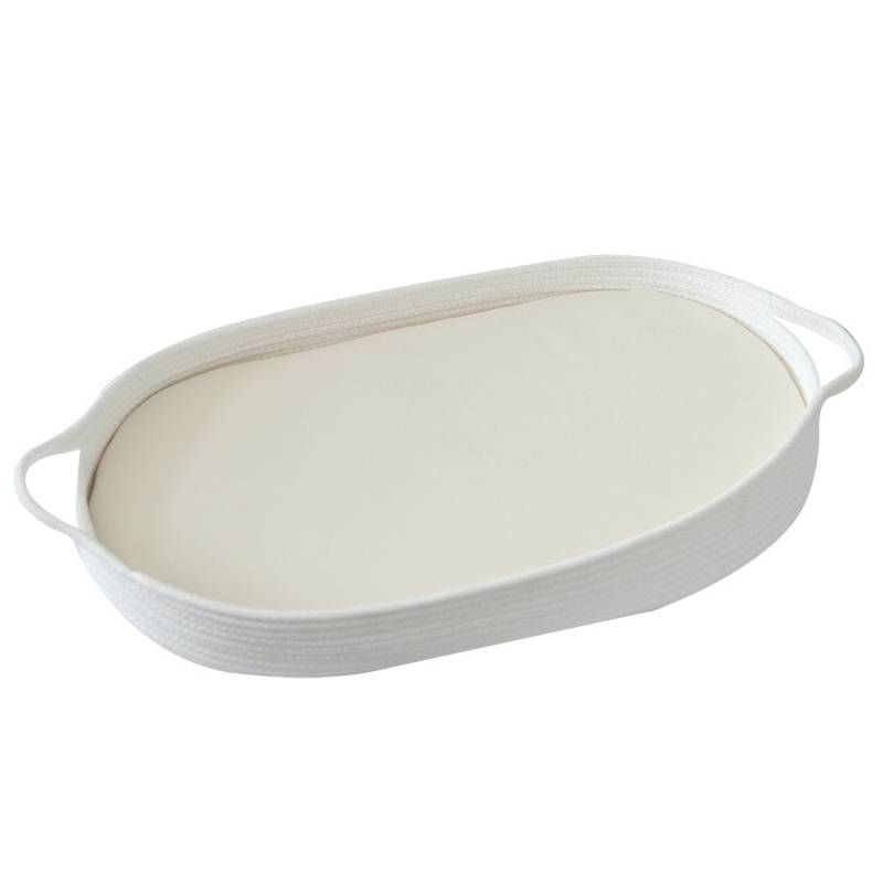 Handgefertigter Wickelkorb Aus Weißem Baumwollseil Mit Schaumstoffmatratze von Etsy - IceblueHD