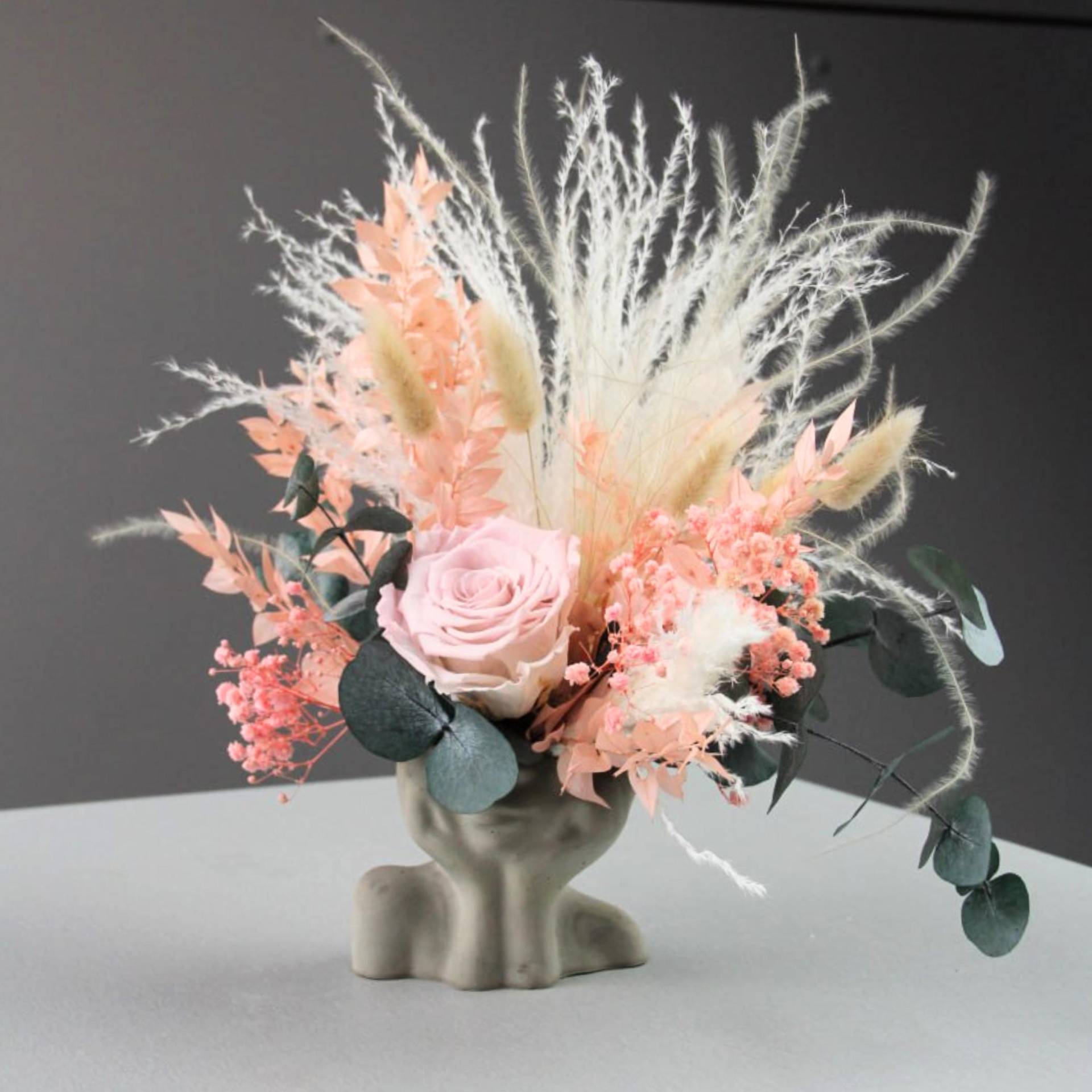 stabilisierte & Getrocknete Blumen Im Handgemachten Topf - Hochzeitsdeko, Bürodeko, Geschenk Für Sie-Eternal Flowers Arrangement von Etsy - IgnisDeco