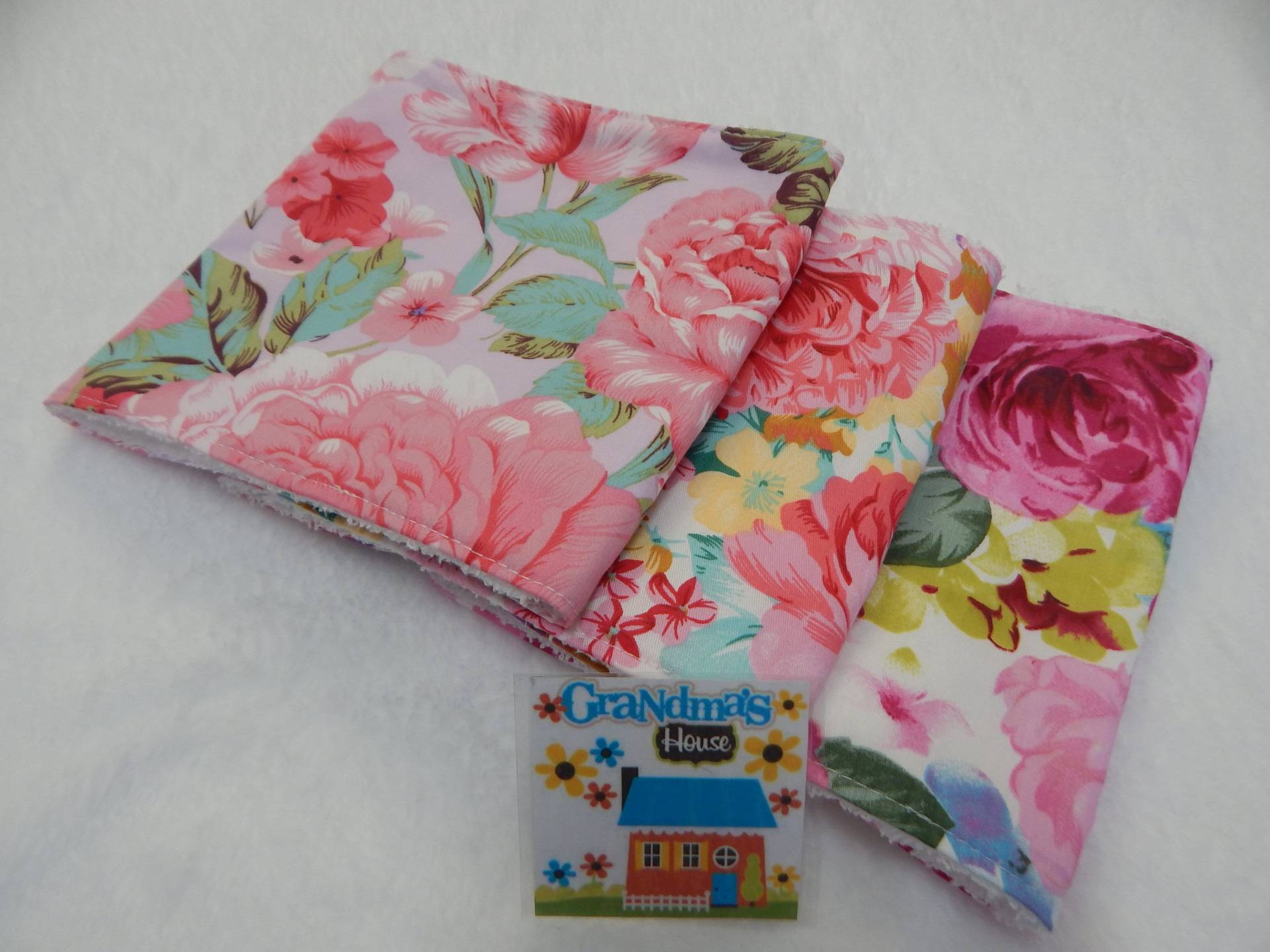 Rülpsen Sie Tücher Blumen Erröten Peonie - Set 3-100 % Baumwolle Rülpsen Sie Tücher Blumen Erröten Peonie - Set 3-100 % Baumwolle von Etsy - InGrandmasHouse