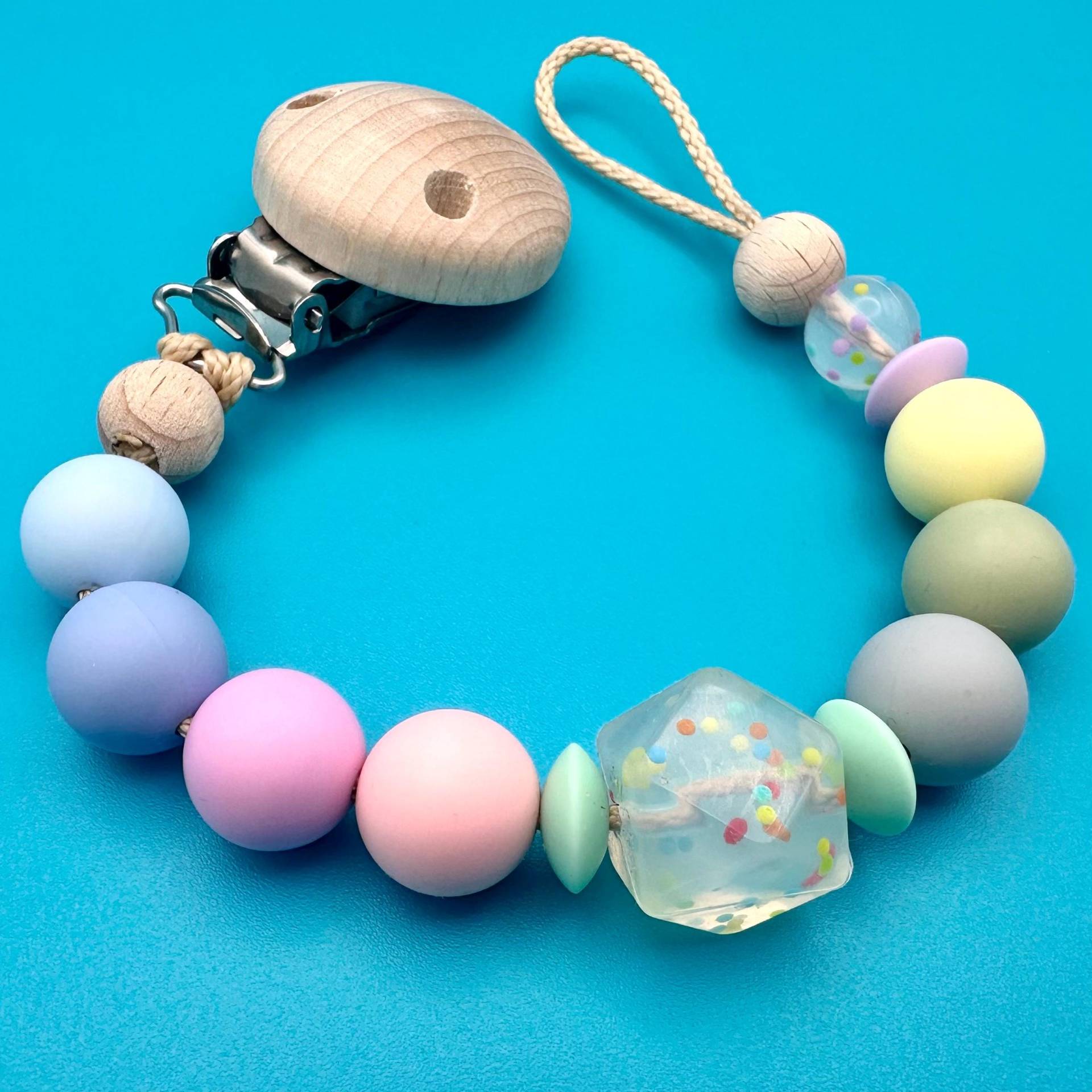 Schnullerkette Konfetti Personalisiert Mit Name | Babygeschenk Handgemacht & Bunt Geschenk Zur Geburt von Etsy - IndiviDuoDesign
